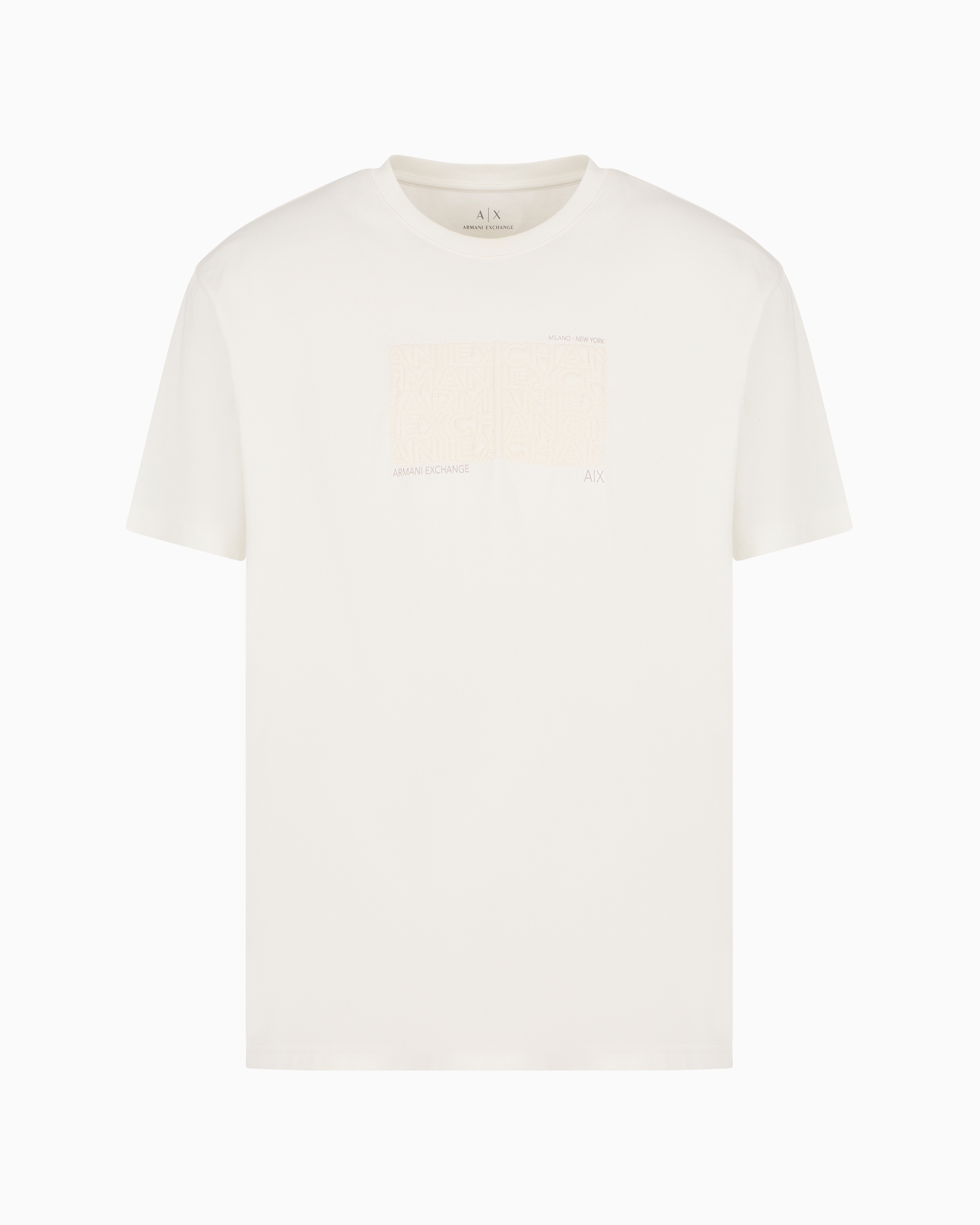 Armani Exchange - ASV organic cotton regular fit T-shirt with embroidered lettering, Man, White, Size: M