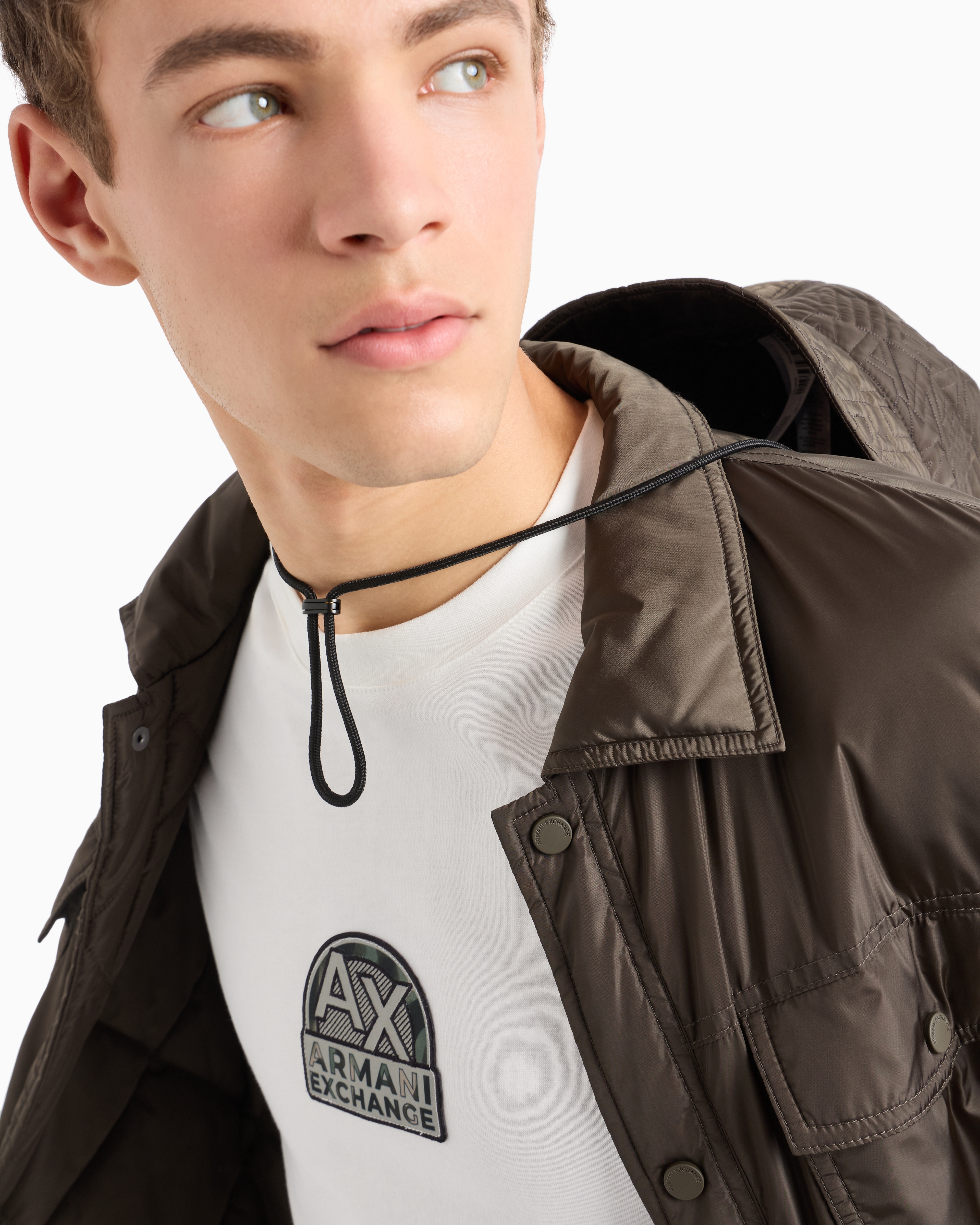 Armani Exchange - ASV Cotton Urban Military Logo Regular Fit T-Shirt, Man, White, Size: