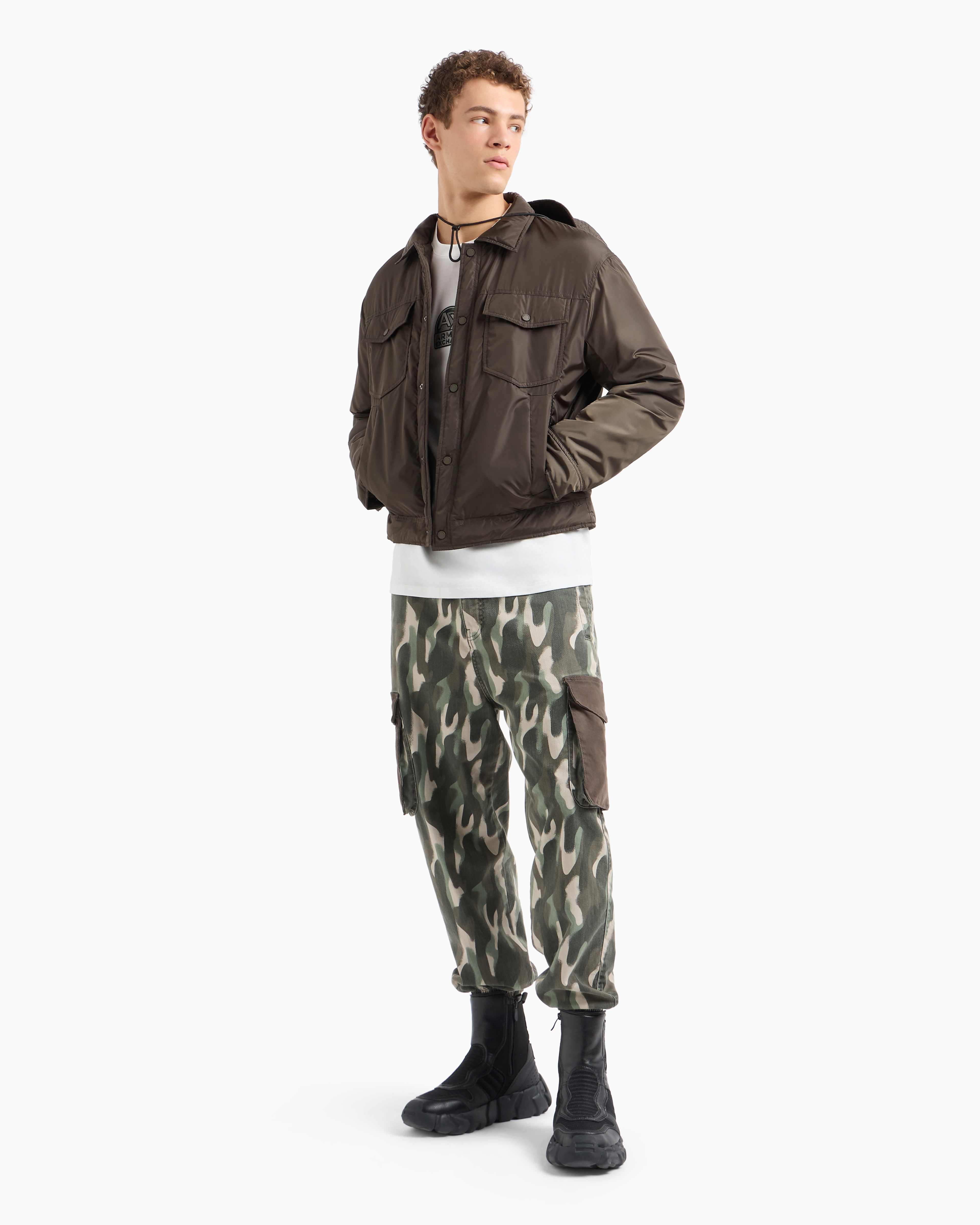 Armani Exchange - ASV Cotton Urban Military Logo Regular Fit T-Shirt, Man, White, Size: