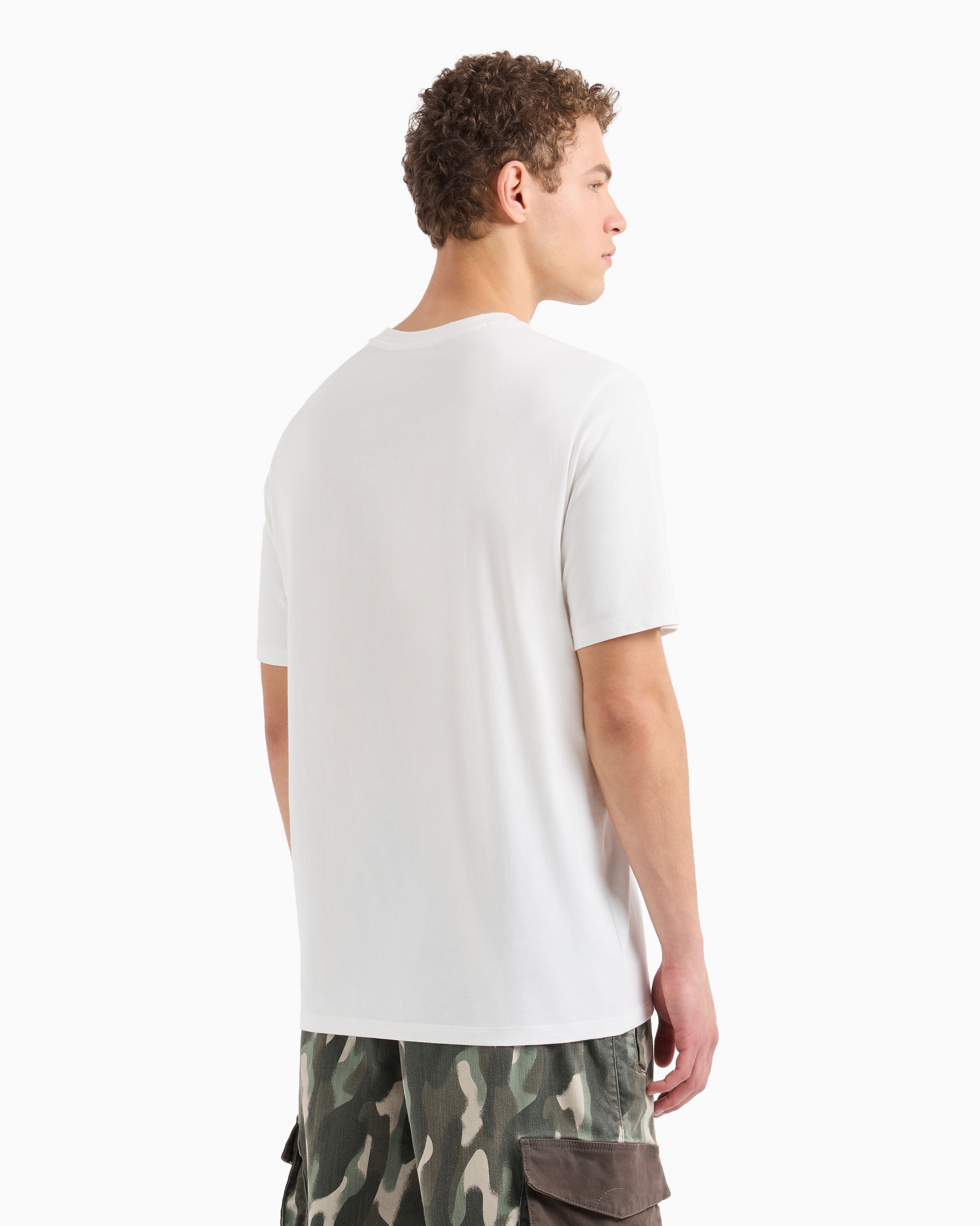 Armani Exchange - ASV Cotton Urban Military Logo Regular Fit T-Shirt, Man, White, Size: