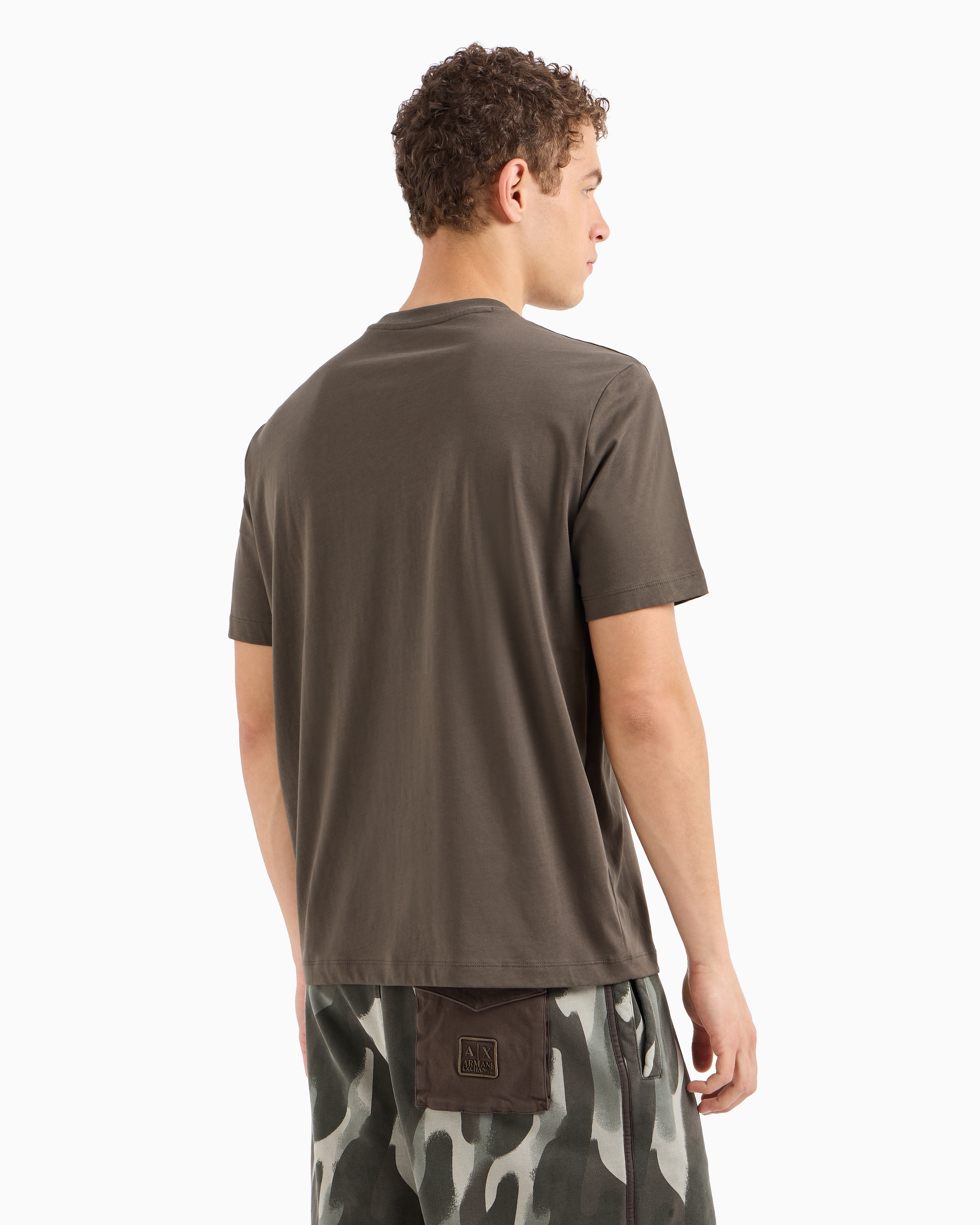 Armani Exchange - Regular fit T-shirt with camouflage logo ASV cotton, Man, Brown, Size: