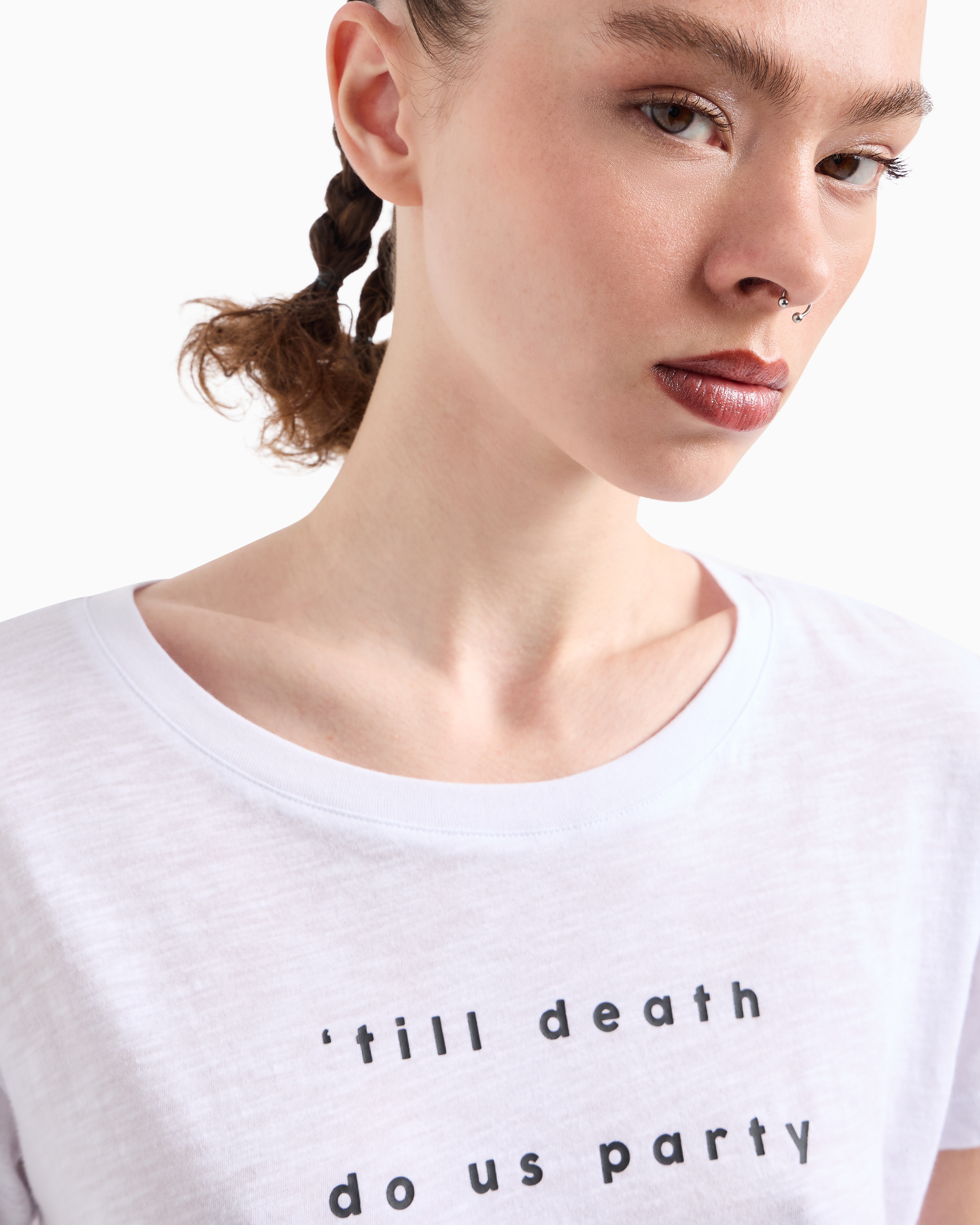 Armani Exchange - Party boyfriend fit T-shirt ASV organic jersey, Woman, White, Size: