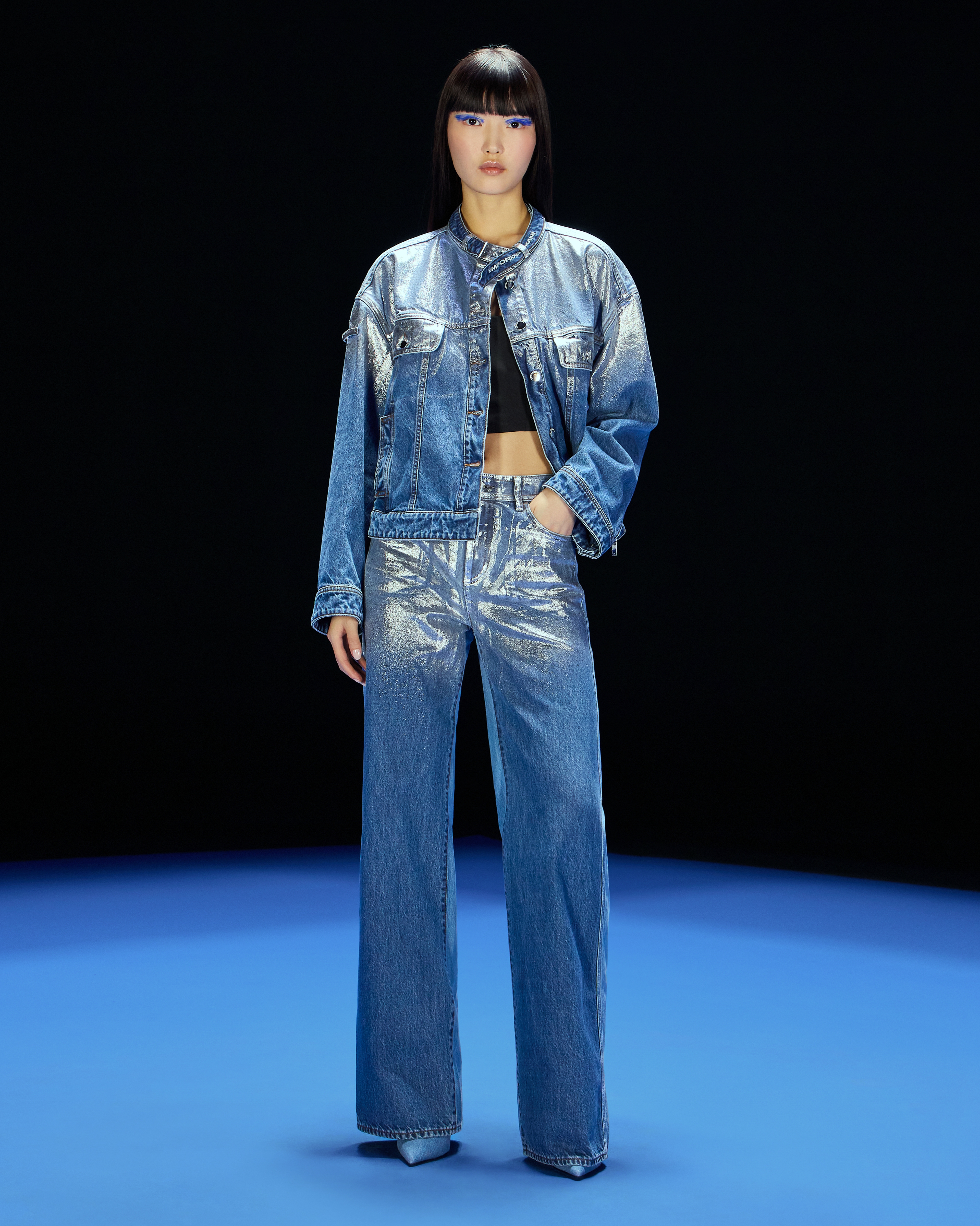 ASV Black Blue capsule collection washed organic-denim jacket