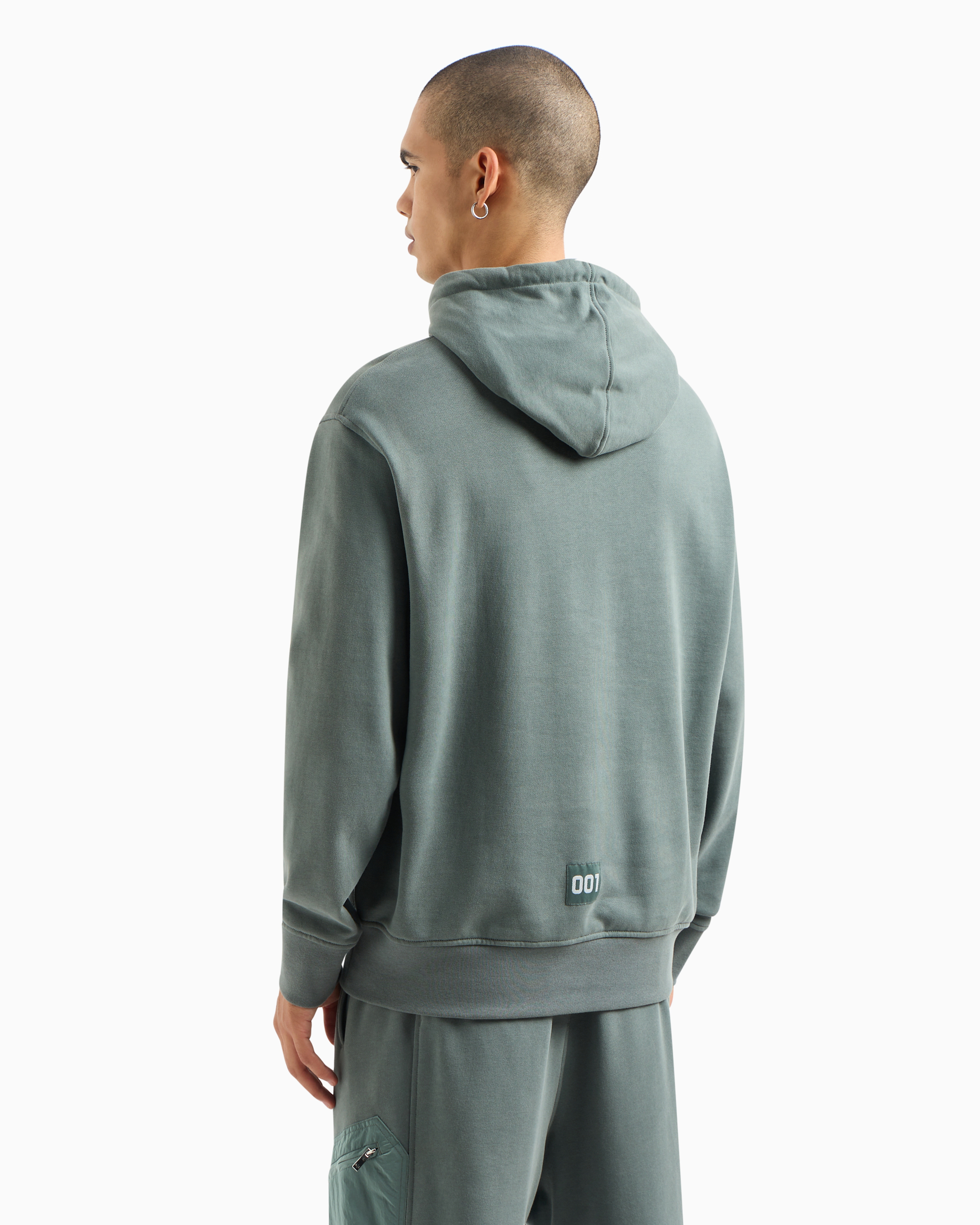 Stretch fabric zip-up hoodie