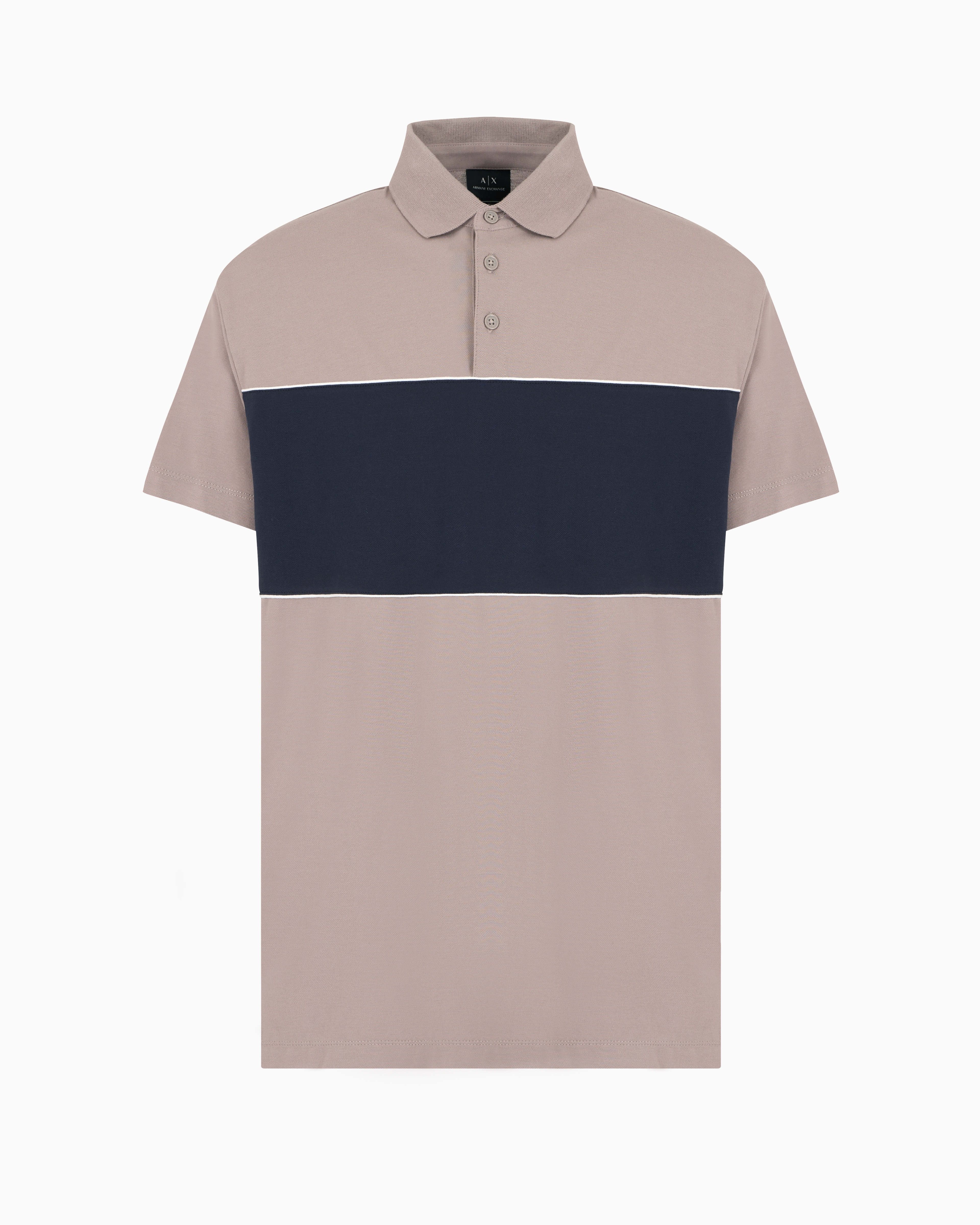 Regular fit polo with contrasting band cotton