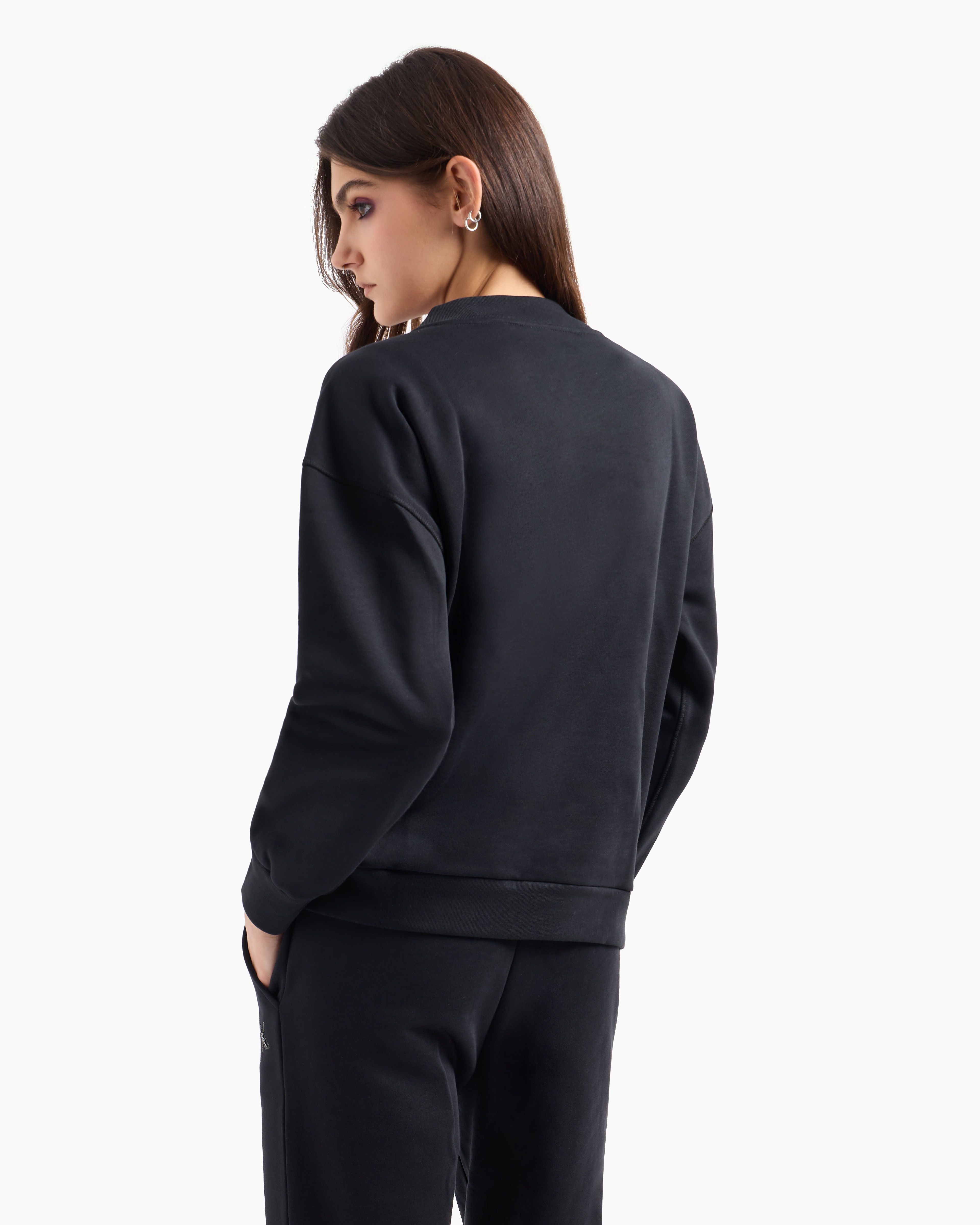 High neck sweatshirt with contrasting sparkling logo | Armani Exchange