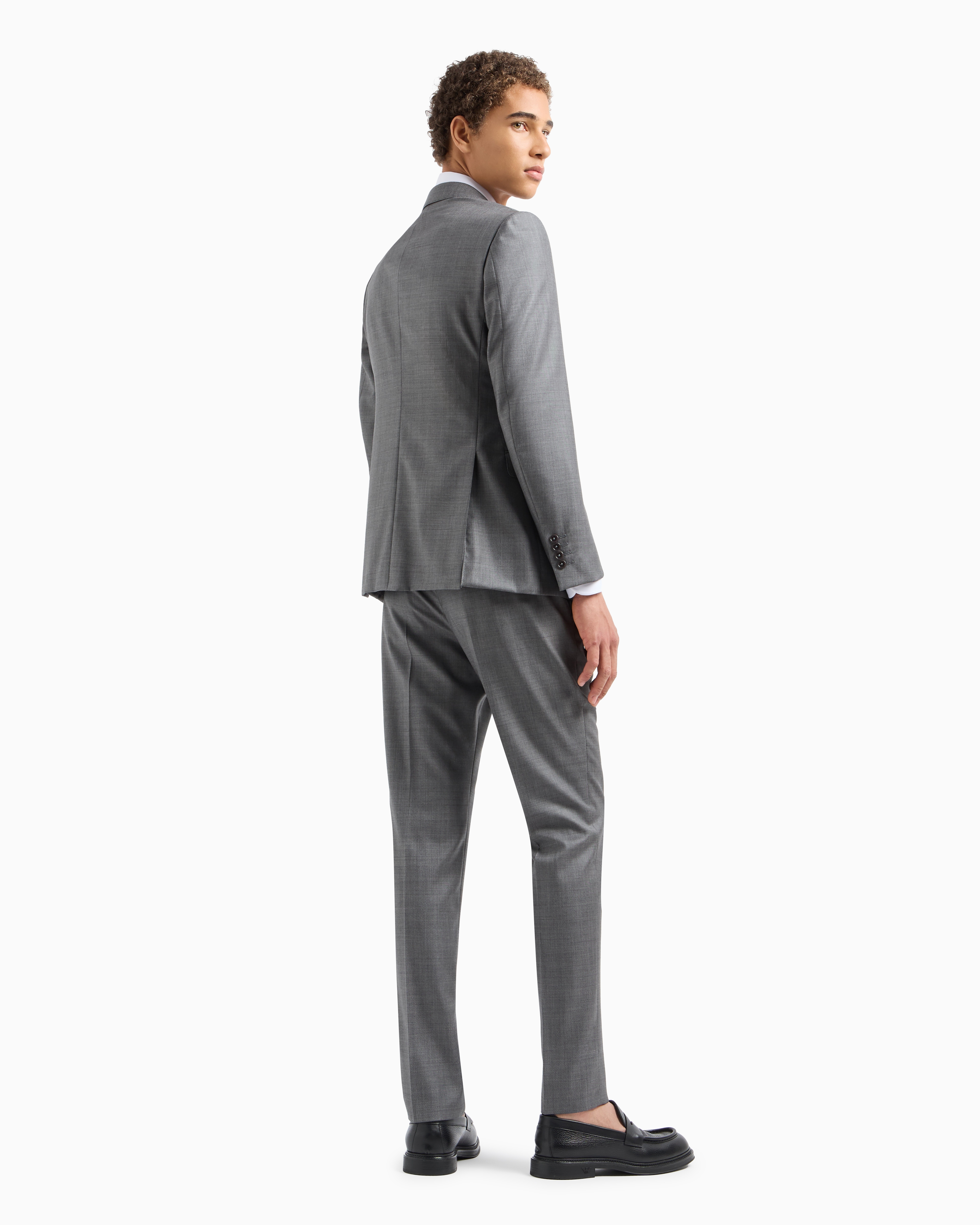 EMPORIO ARMANI シングルテーラードジャケット グレー/BZ336 Single breasted suit in virgin wool grisaille | Emporio Armani
