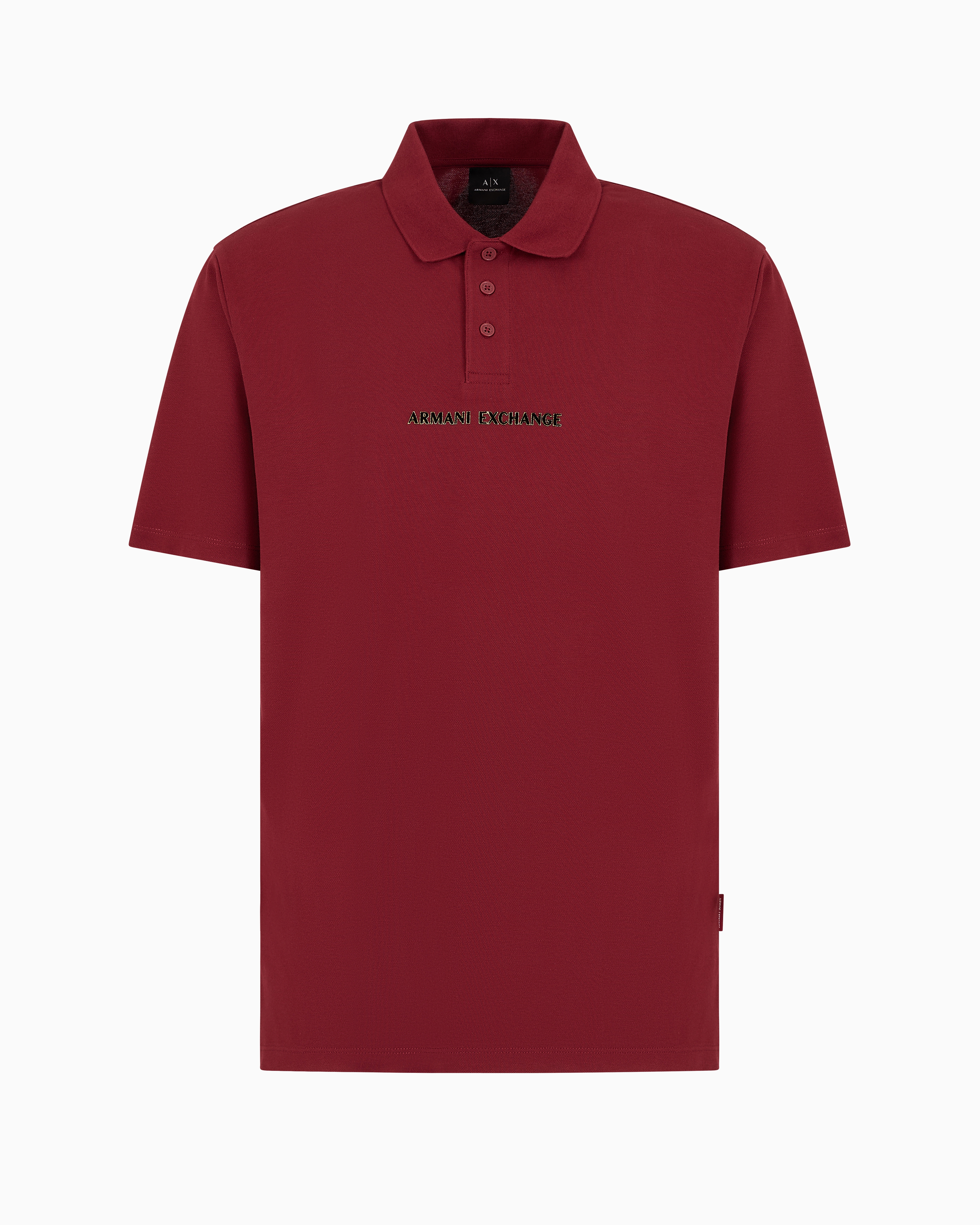 Short-sleeved polo shirt with metallic profile logo