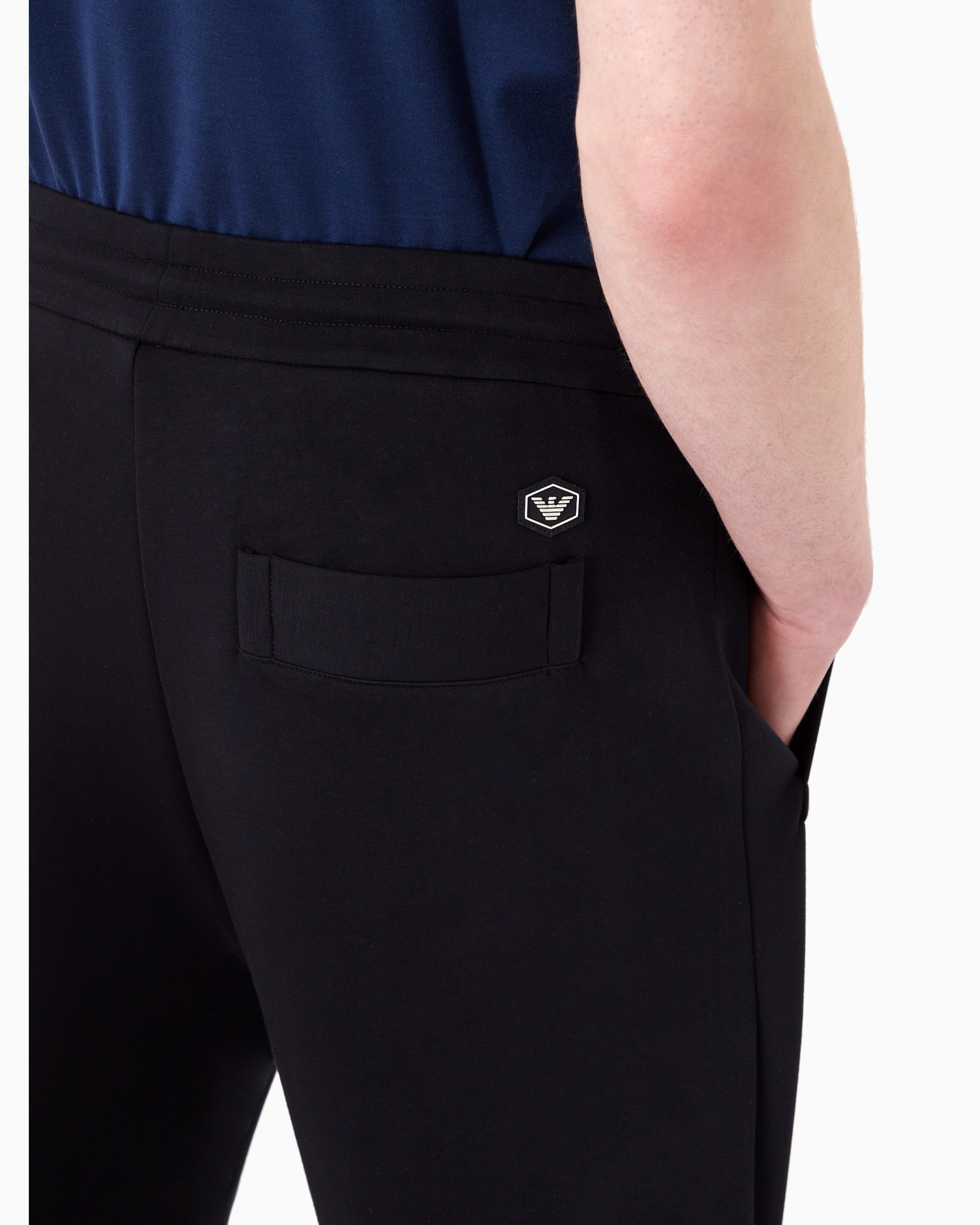 Emporio Armani - Double-jersey joggers, Man, Navy Blue, Size: