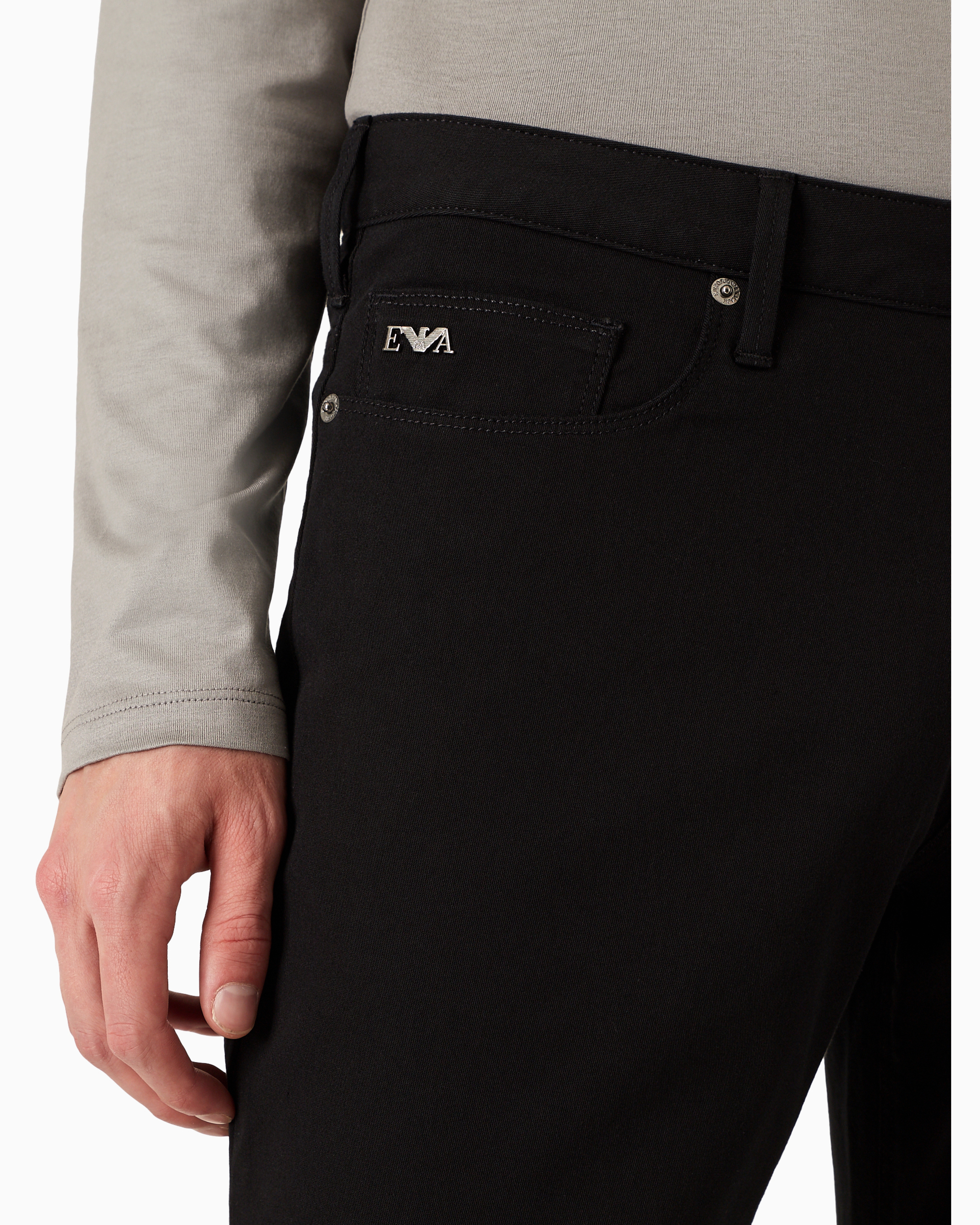Emporio Armani - J06 Comfort stretch-gabardine, slim-fit trousers, Man, Black, Size: