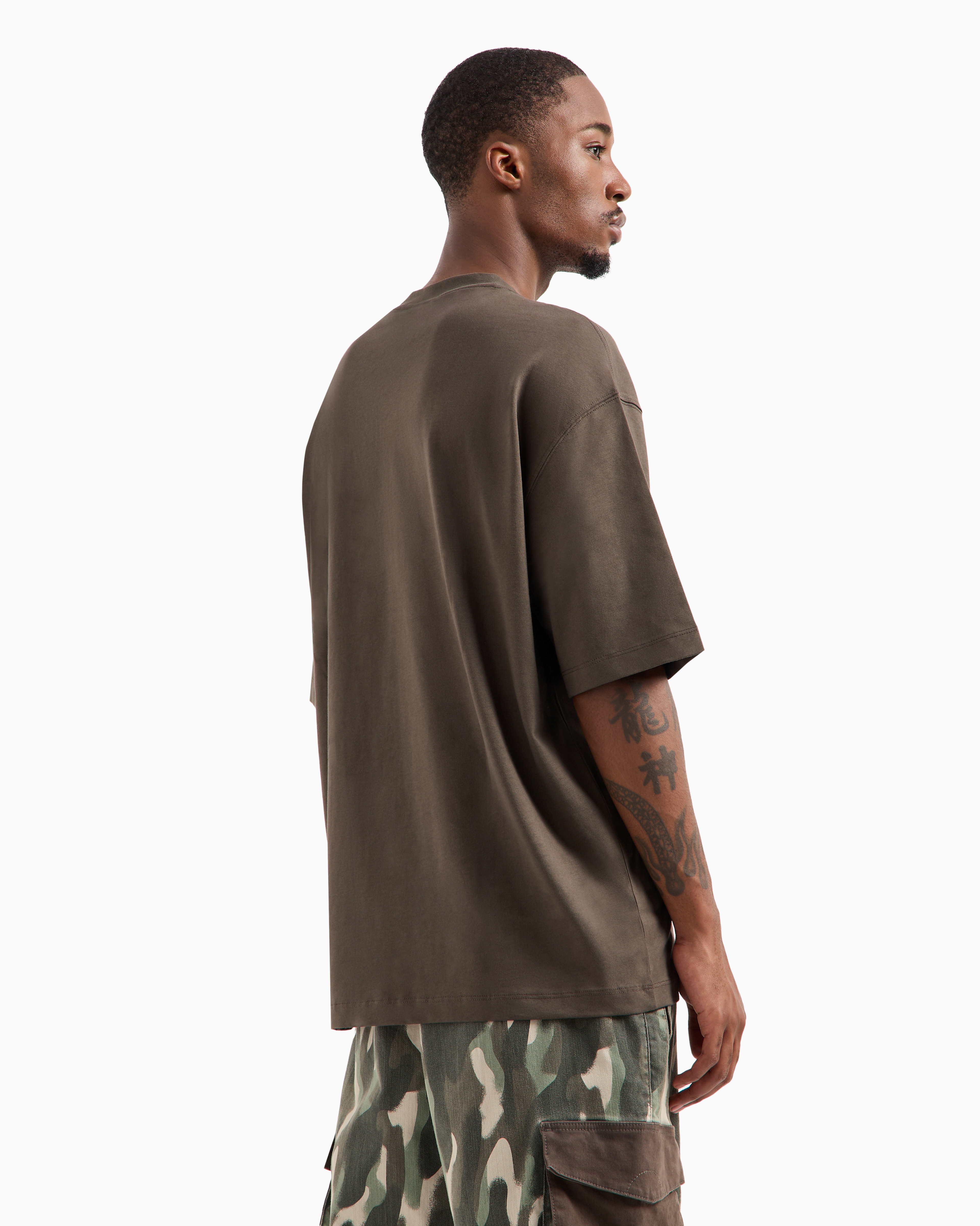 Armani Exchange - Relaxed fit T-shirt with contrast pocket ASV cotton, Man, Brown, Size: