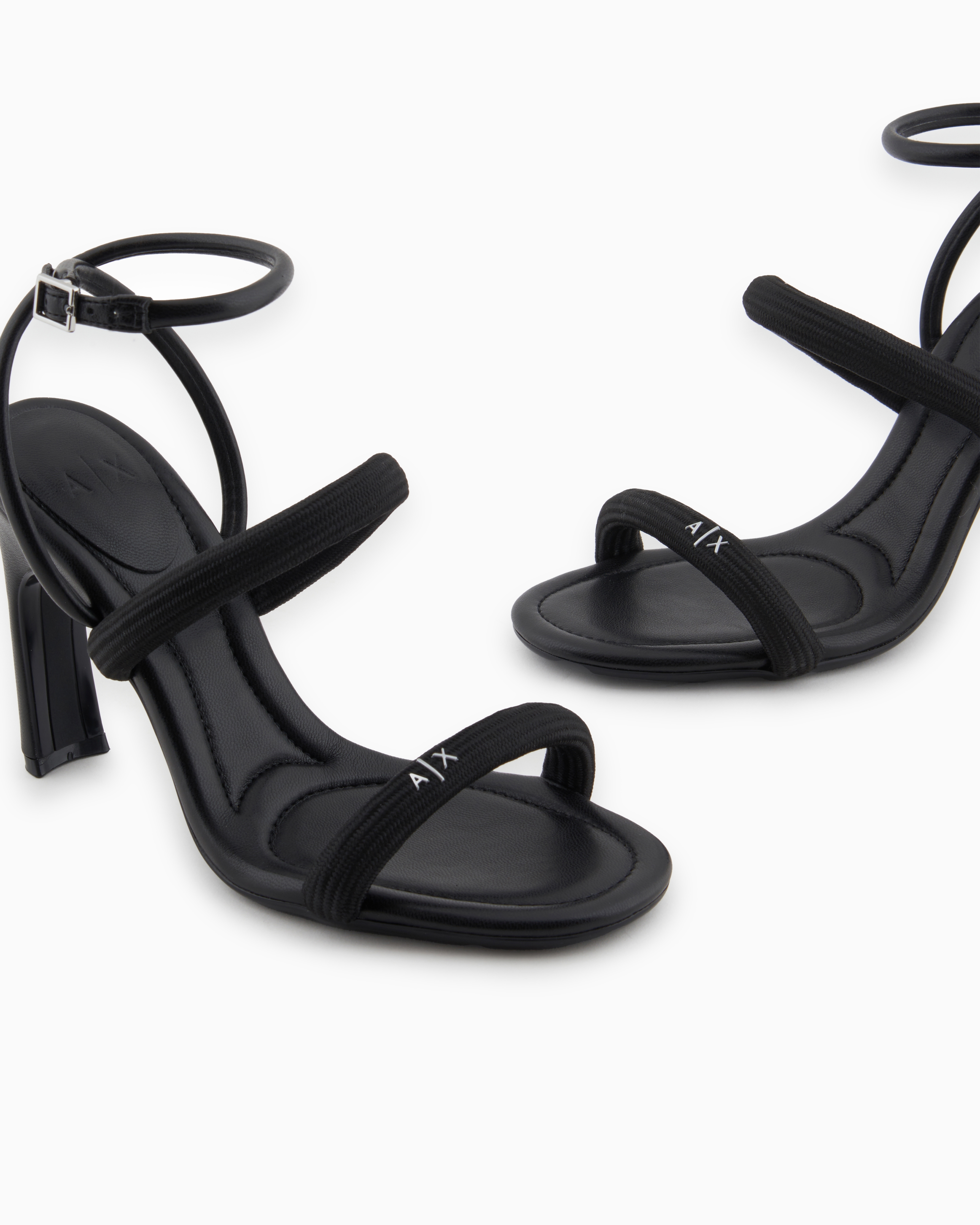 Armani Exchange - Heeled sandals with straps, Woman, Black, Size: