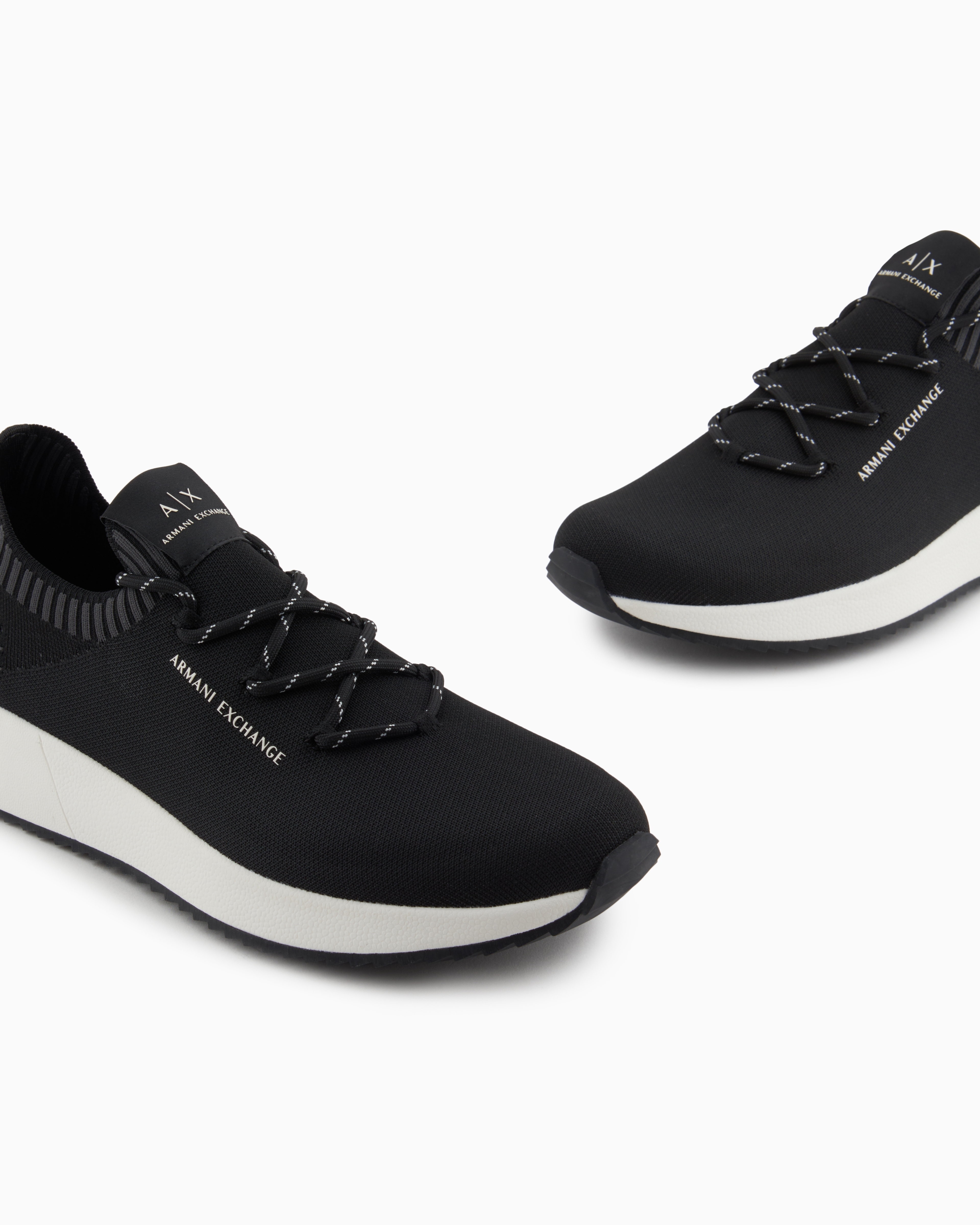 Armani Exchange - Mesh Sock Sneakers, Man, Black, Size: