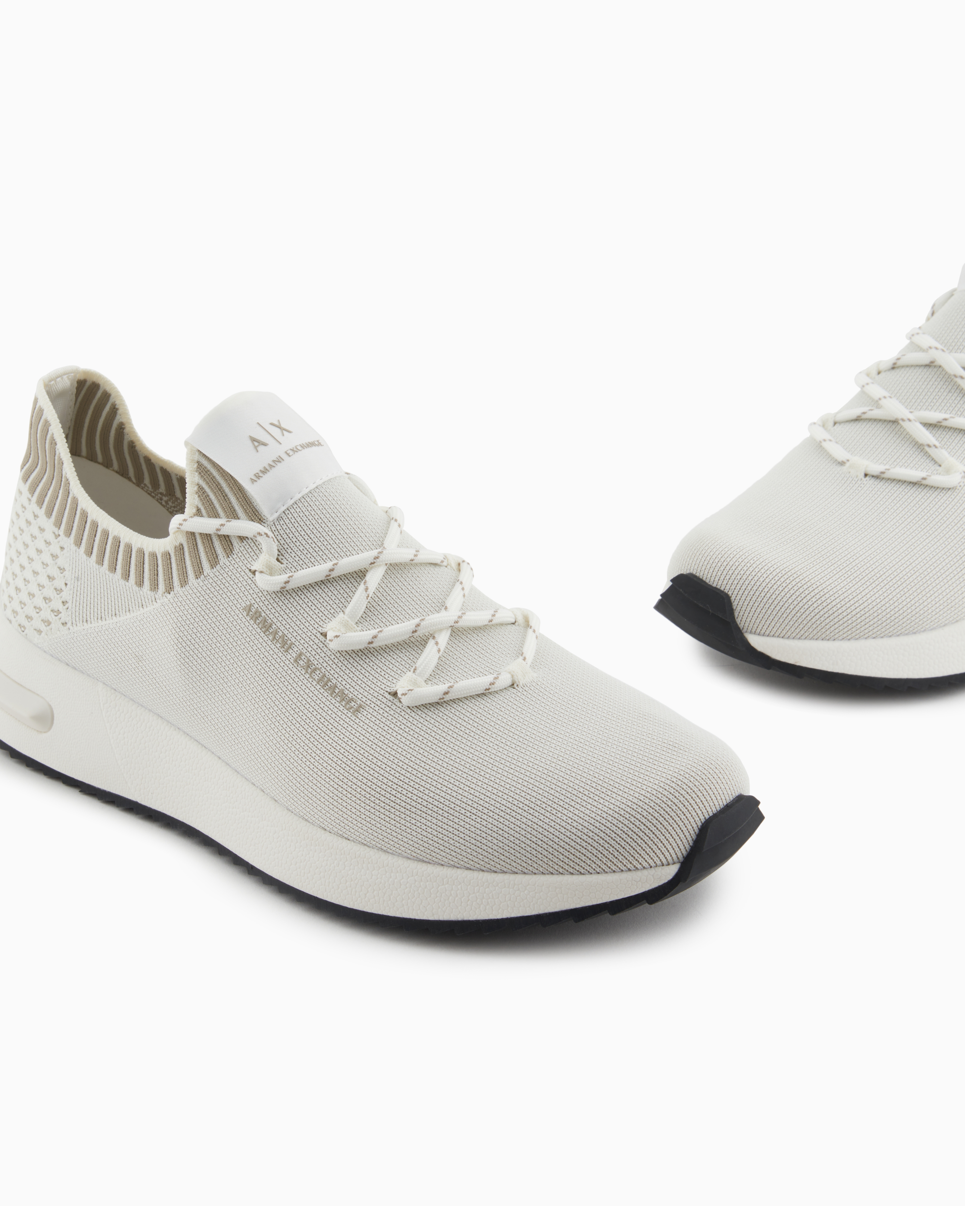 Armani Exchange - Mesh Sock Sneakers, Man, White, Size: 9M