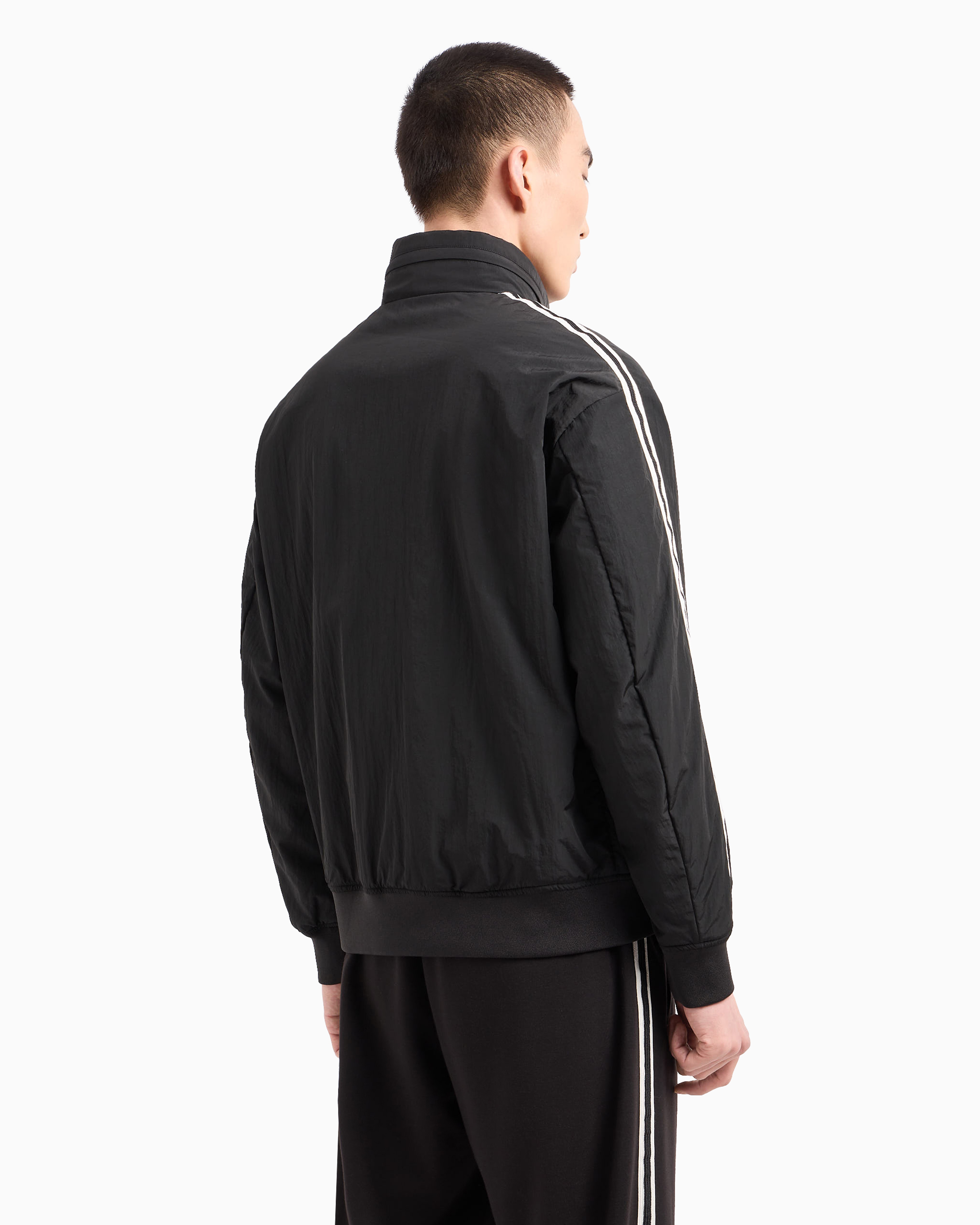 Armani Exchange - Full zip jacket with contrasting bands, Man, Black, Size: