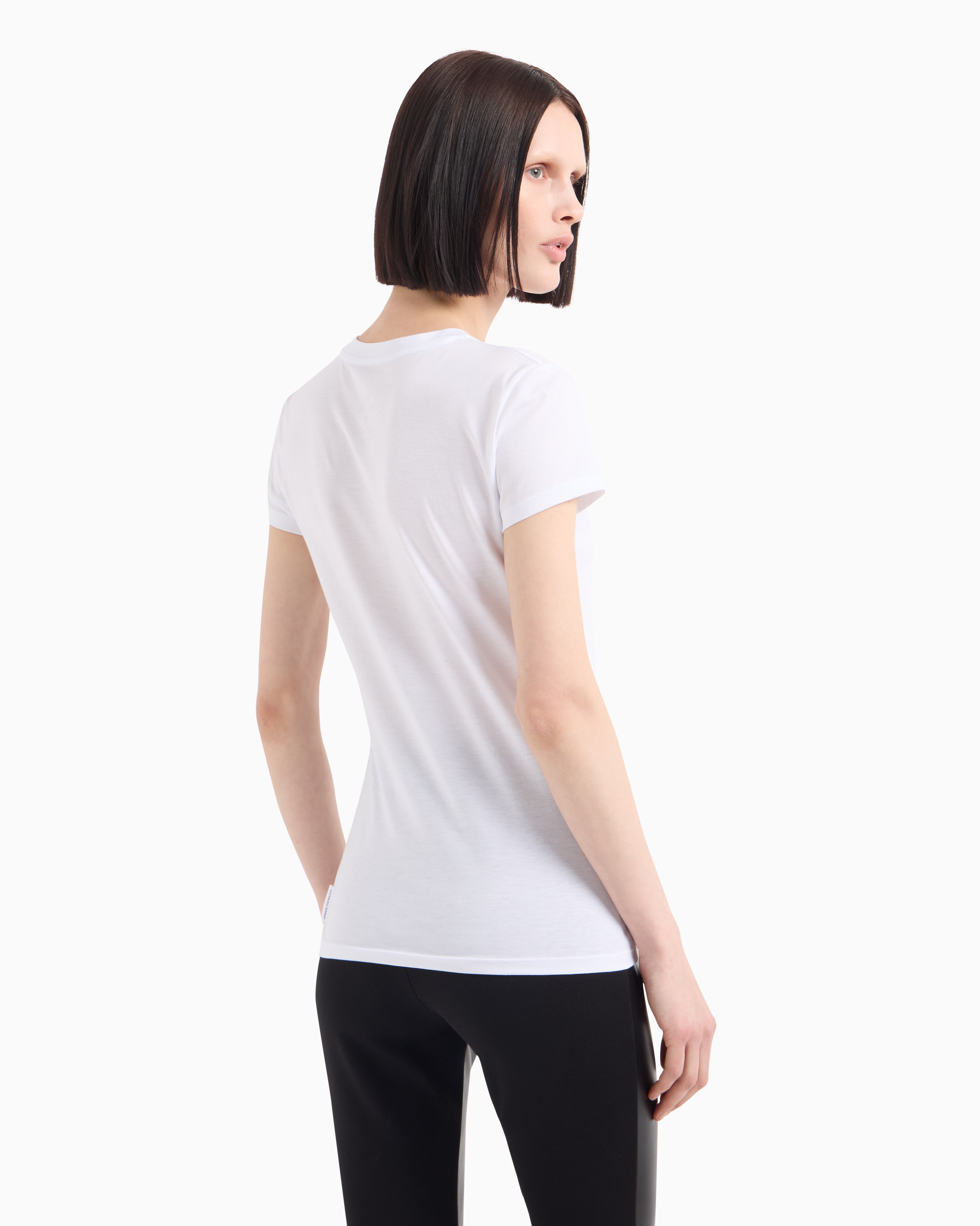 Armani Exchange - Slim fit T-shirt pima cotton jersey, Woman, White, Size: