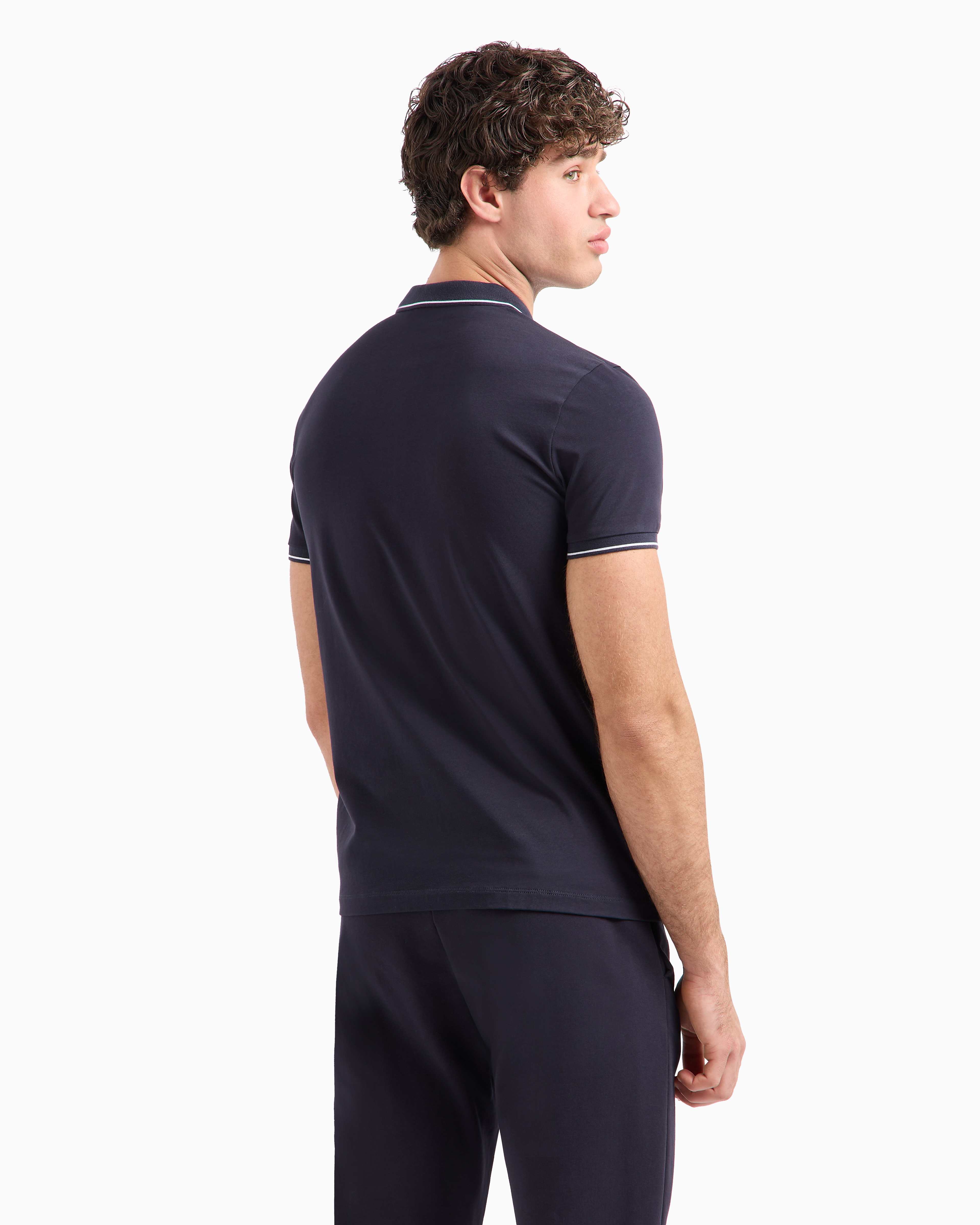 Polo with contrasting logo cotton spandex