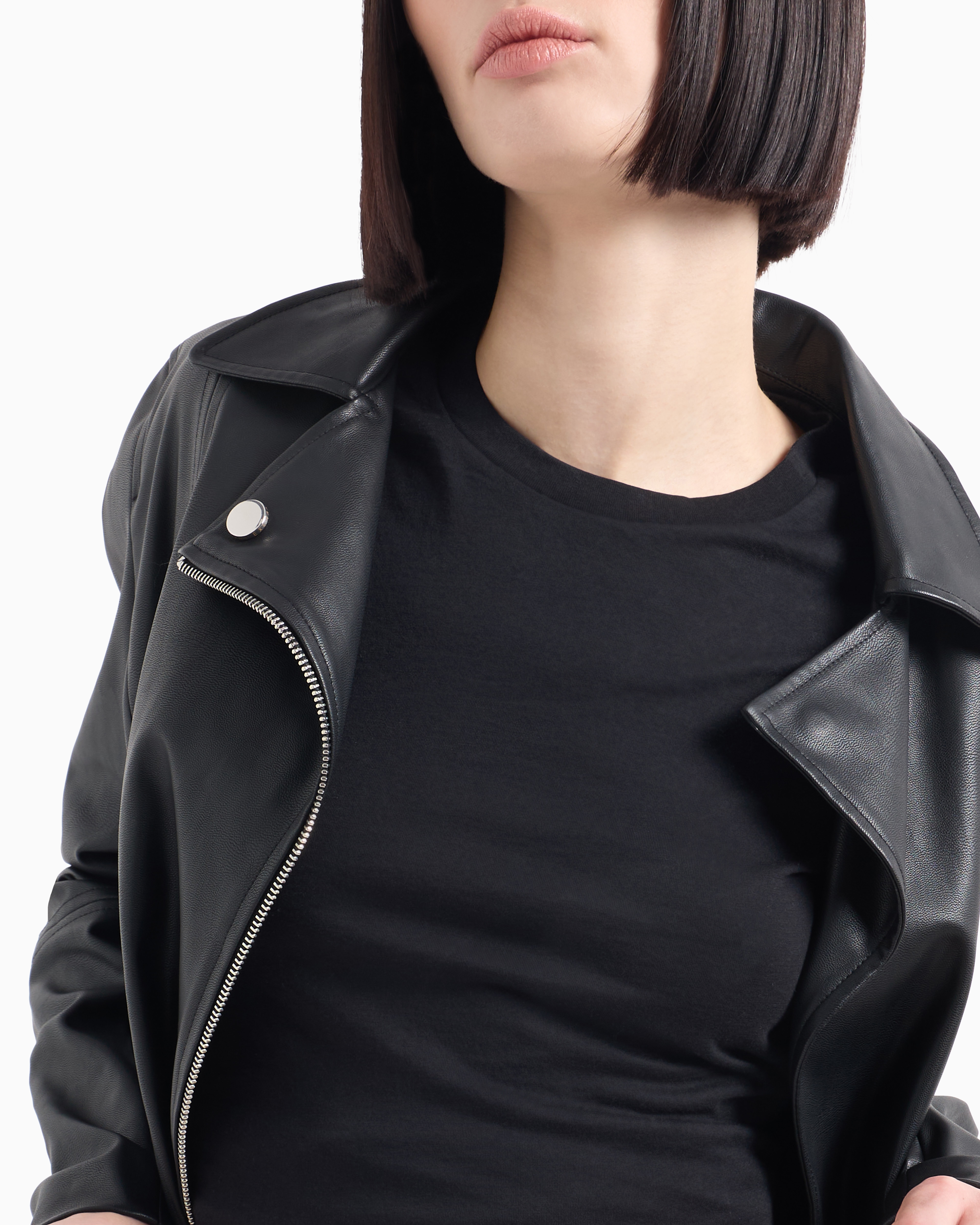Armani Exchange - Slim fit T-shirt pima cotton jersey, Woman, Black, Size:
