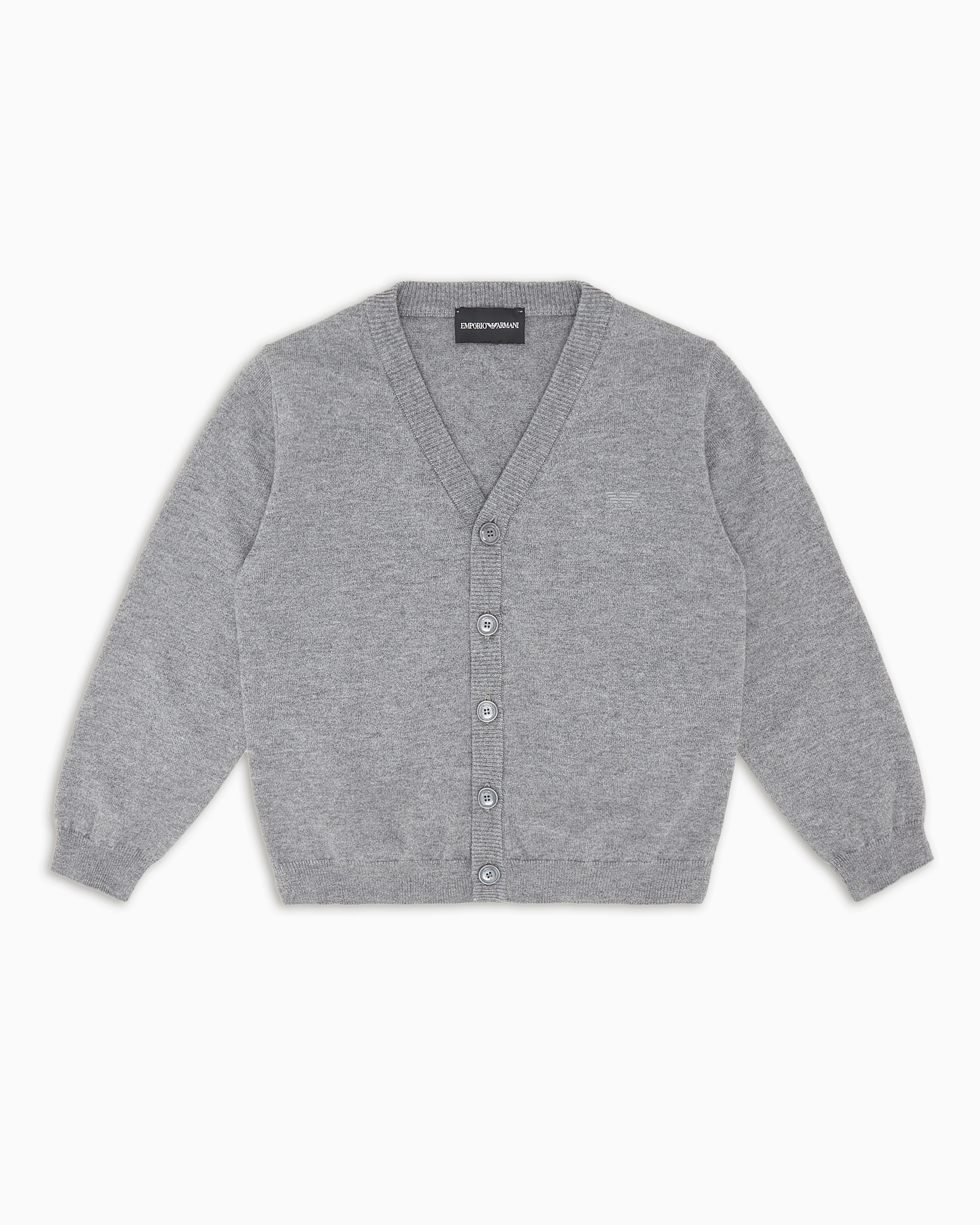 Emporio Armani - Wool-blend V-neck cardigan, Boy, Grey, Size: