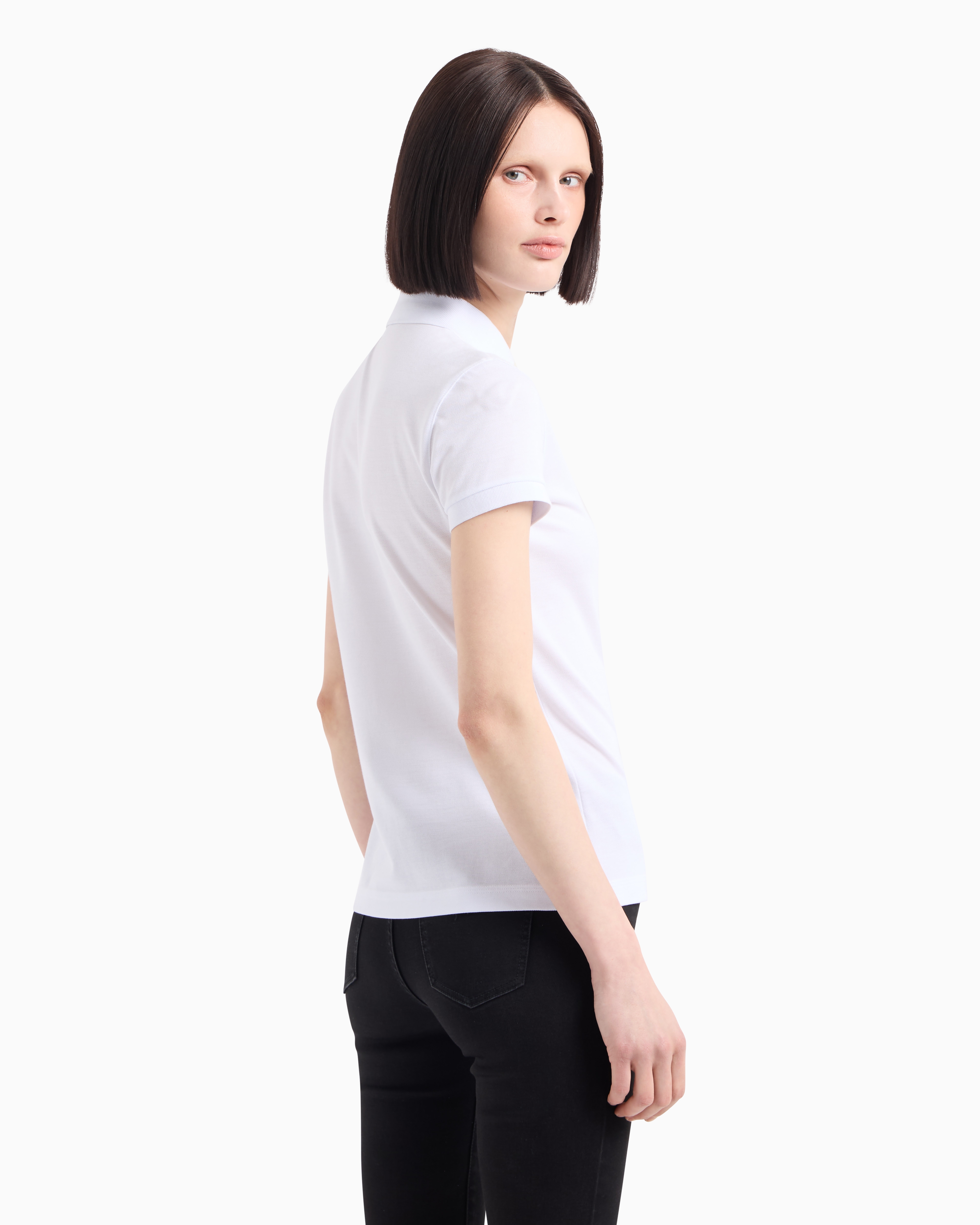 Slim fit piquet polo with round logo