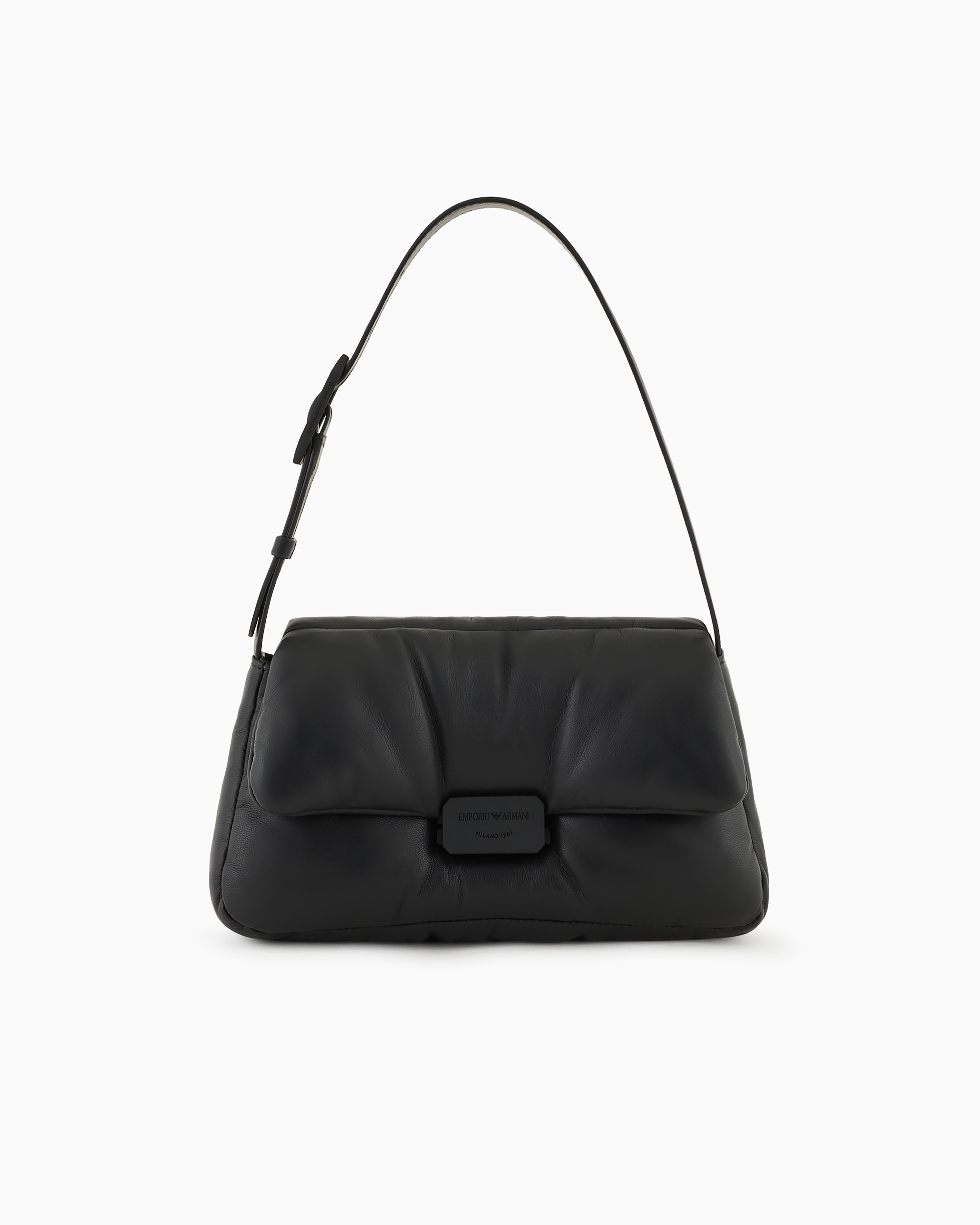 Emporio Armani - Shoulder bag in puffy nappa leather, Woman, Black, Size: TU