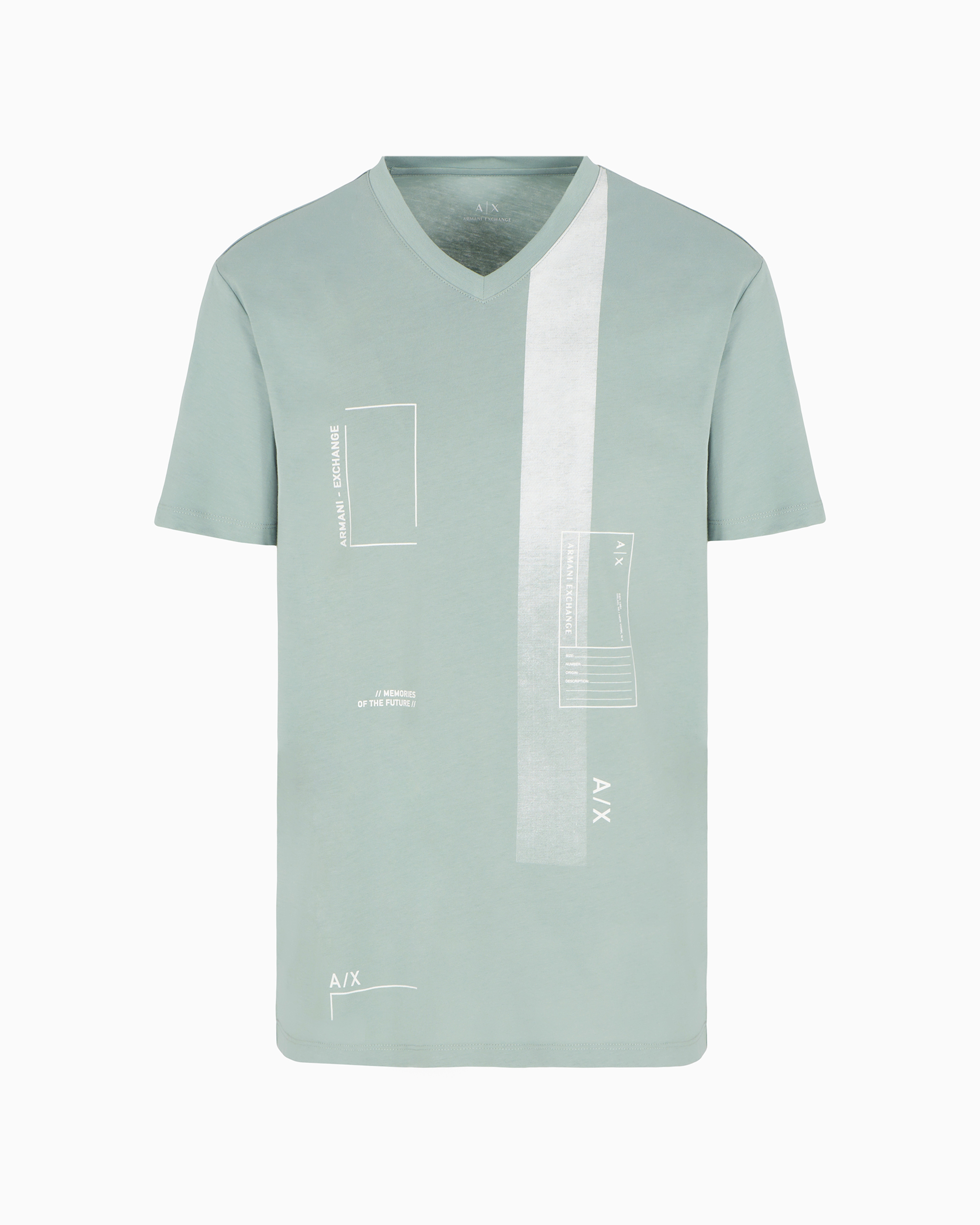 Armani Exchange - AX Logo V-Neck Short Sleeve T-Shirt, Man, Green, Size: XS