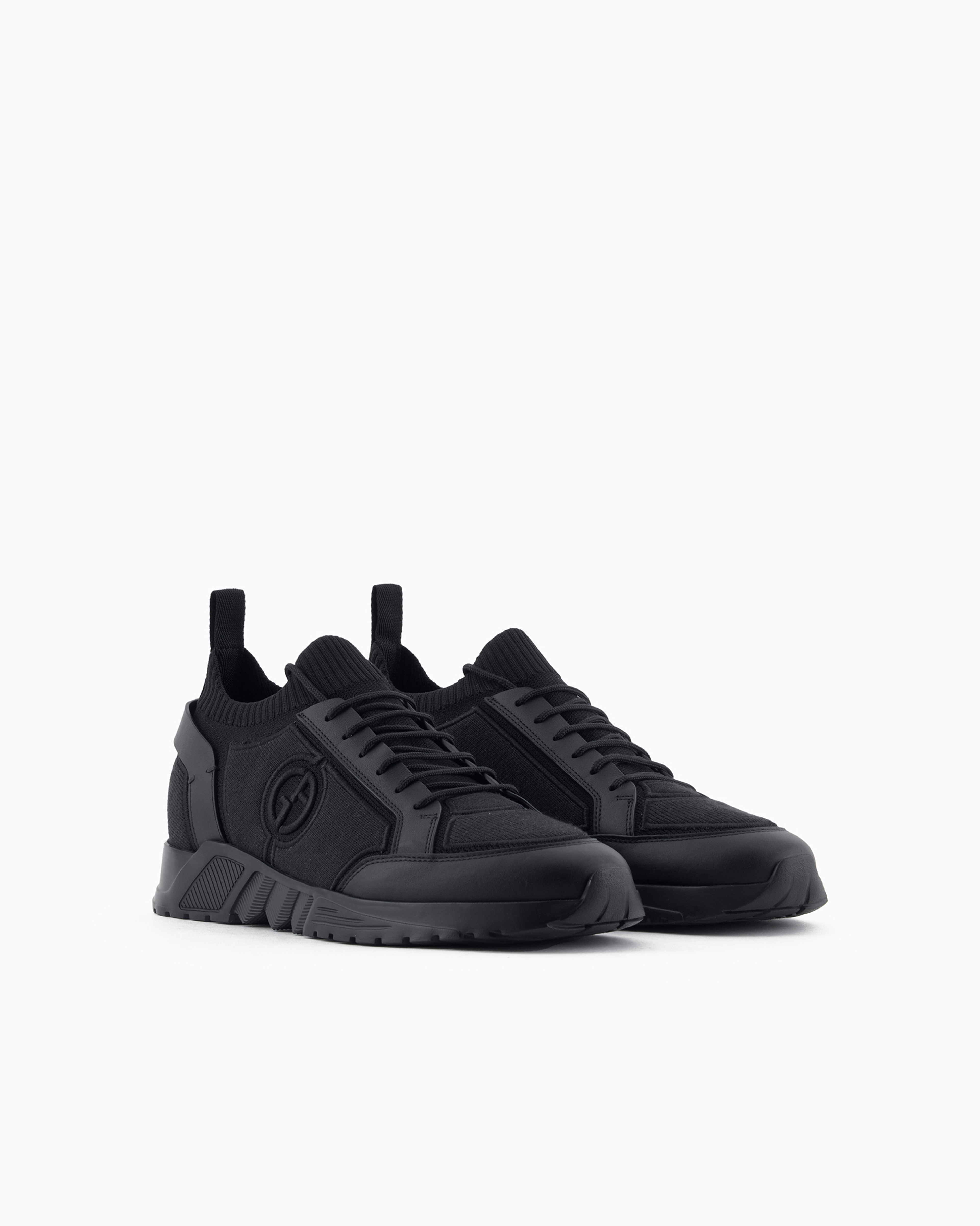Knit-and-leather sneakers | Giorgio Armani