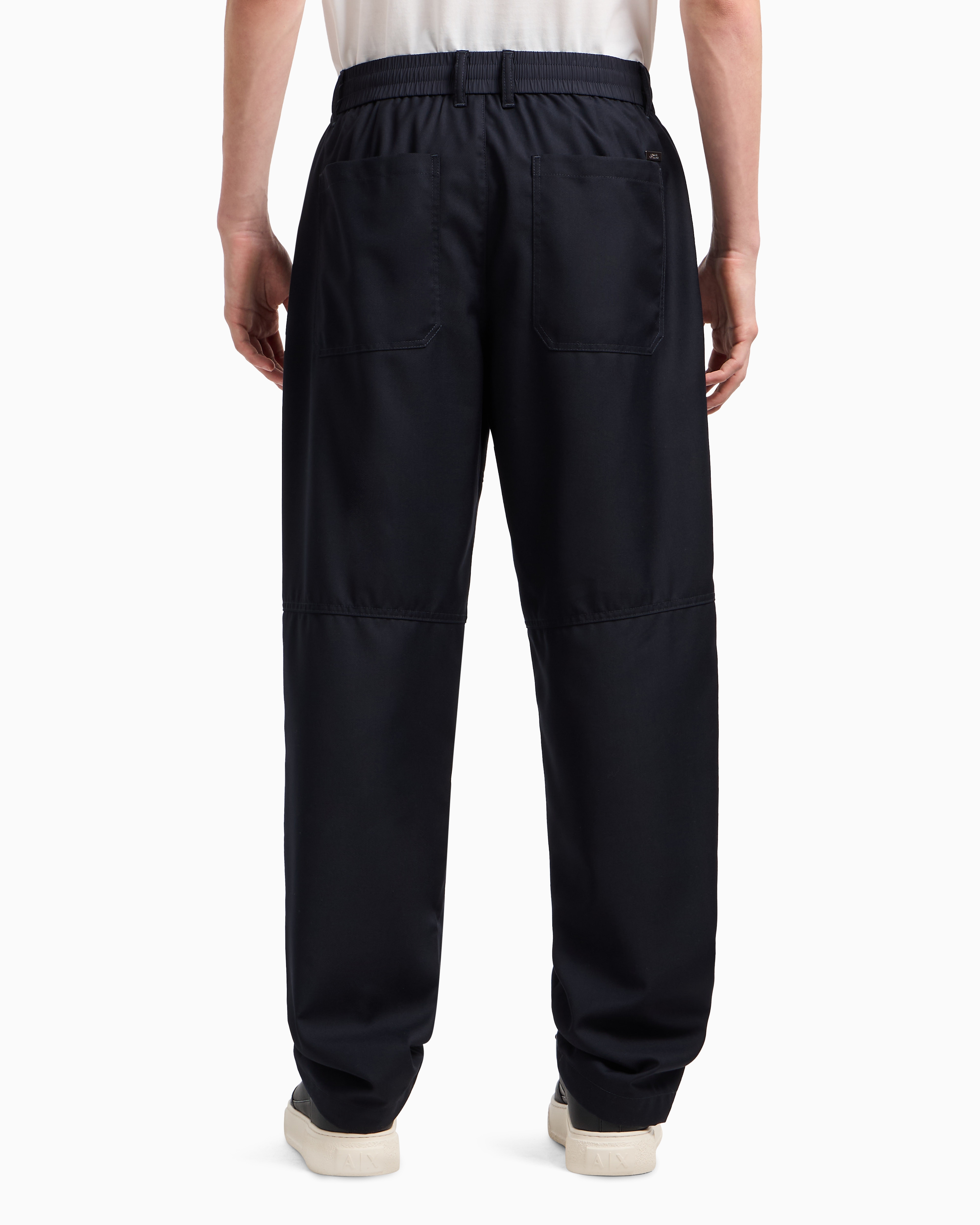 Rayon wide leg trousers with stitching details