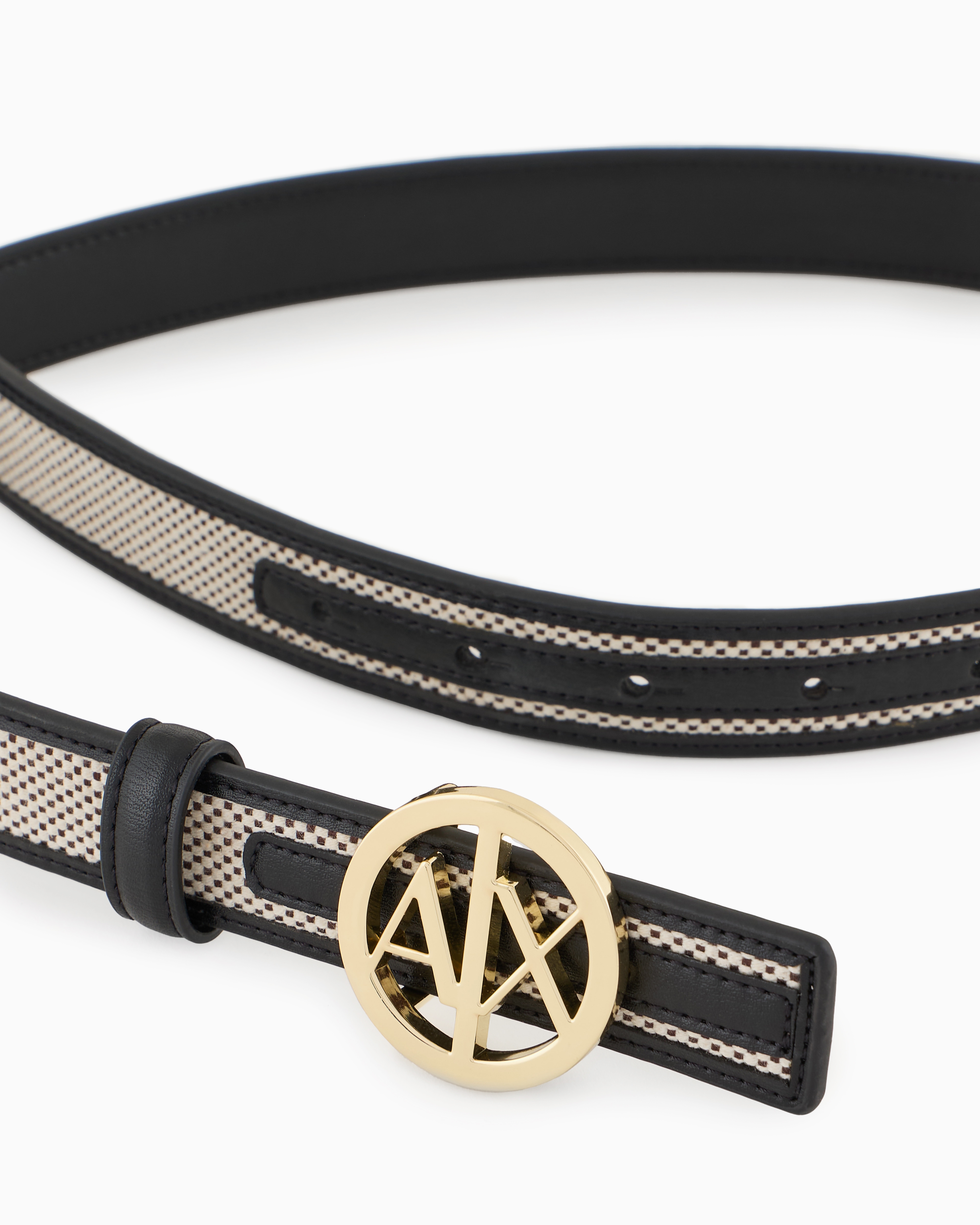 Belt with gold round logo
