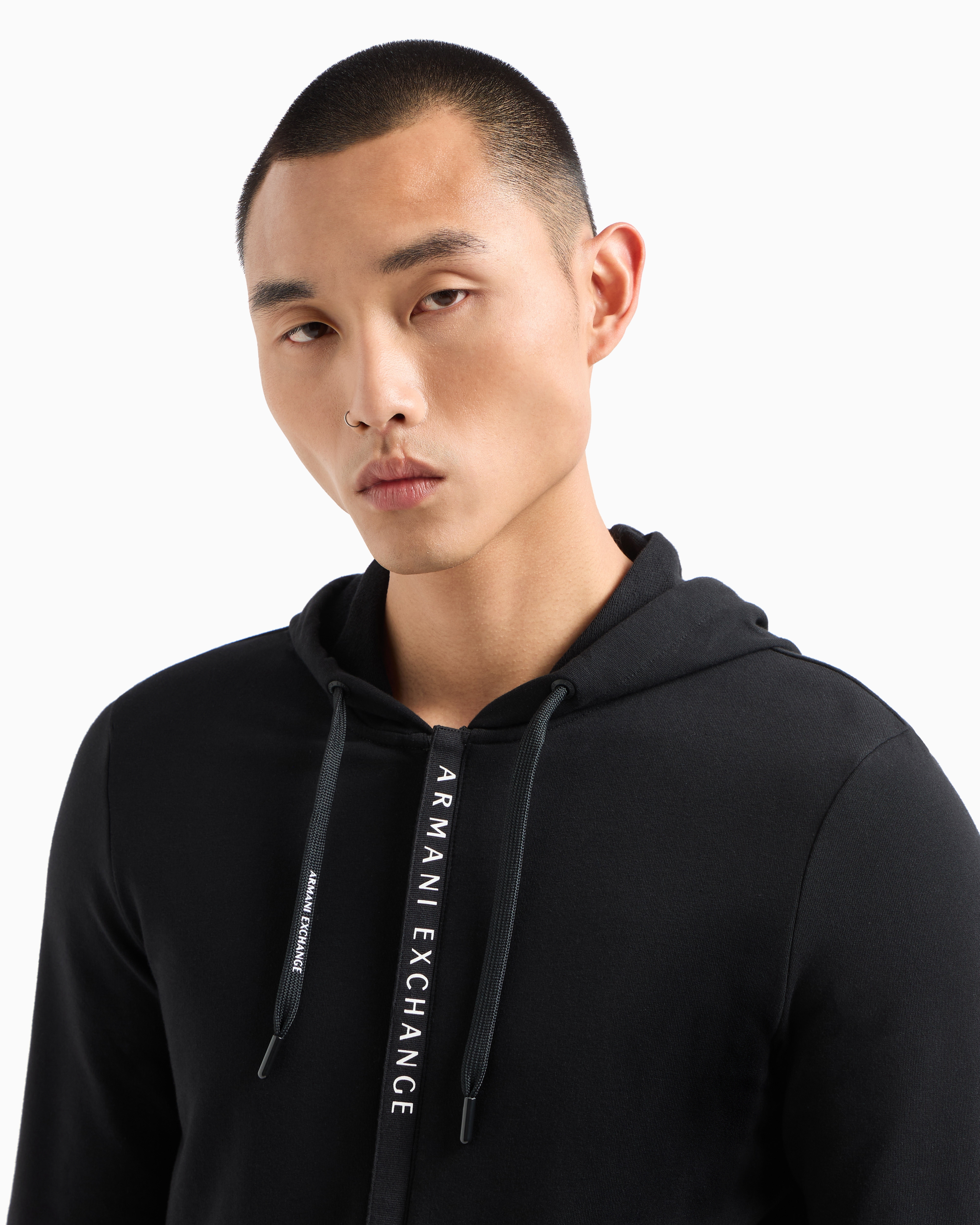 Stretch fabric zip-up sweatshirt
