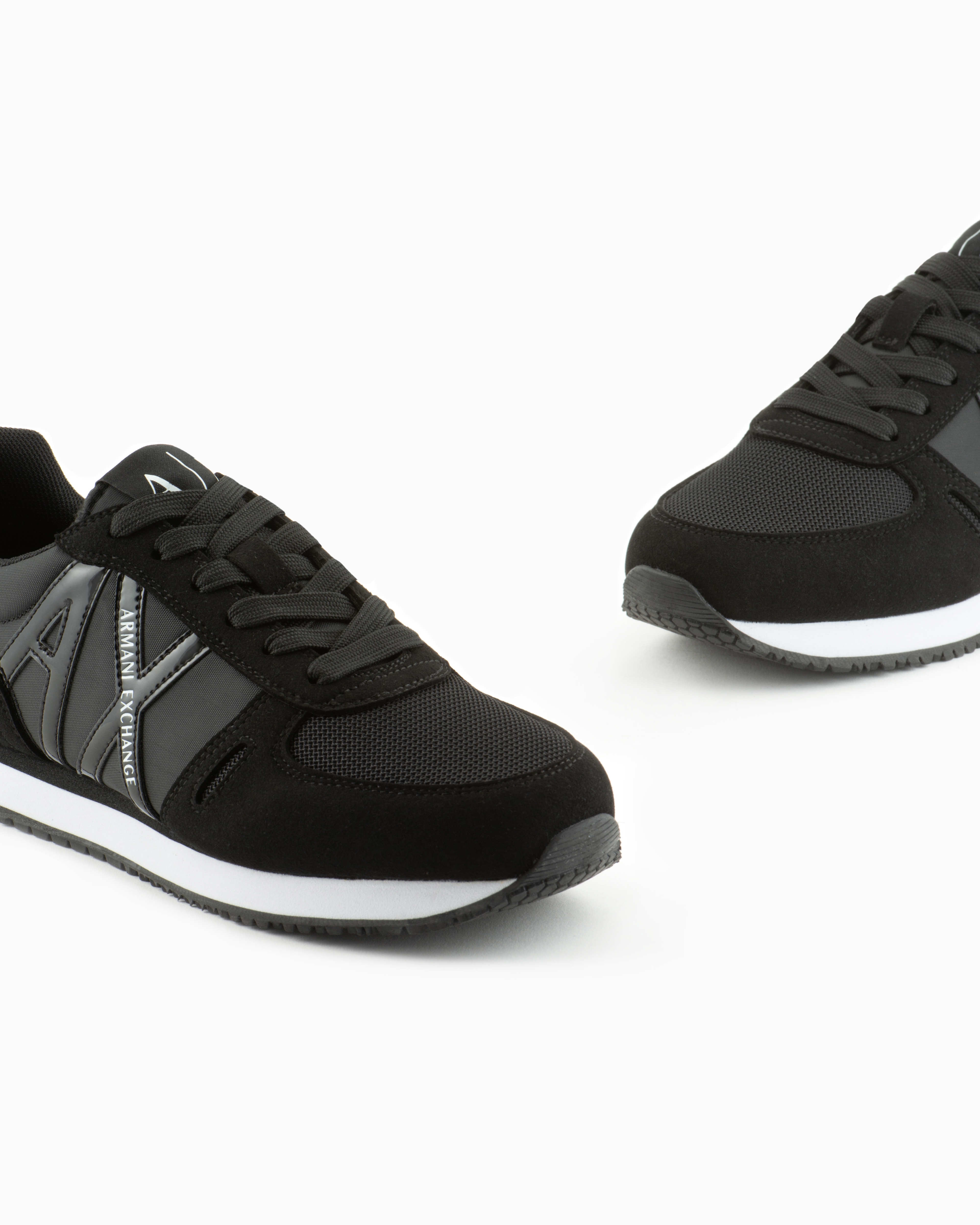 Armani Exchange - Microfiber sneakers with logo, Woman, Black, Size: 39