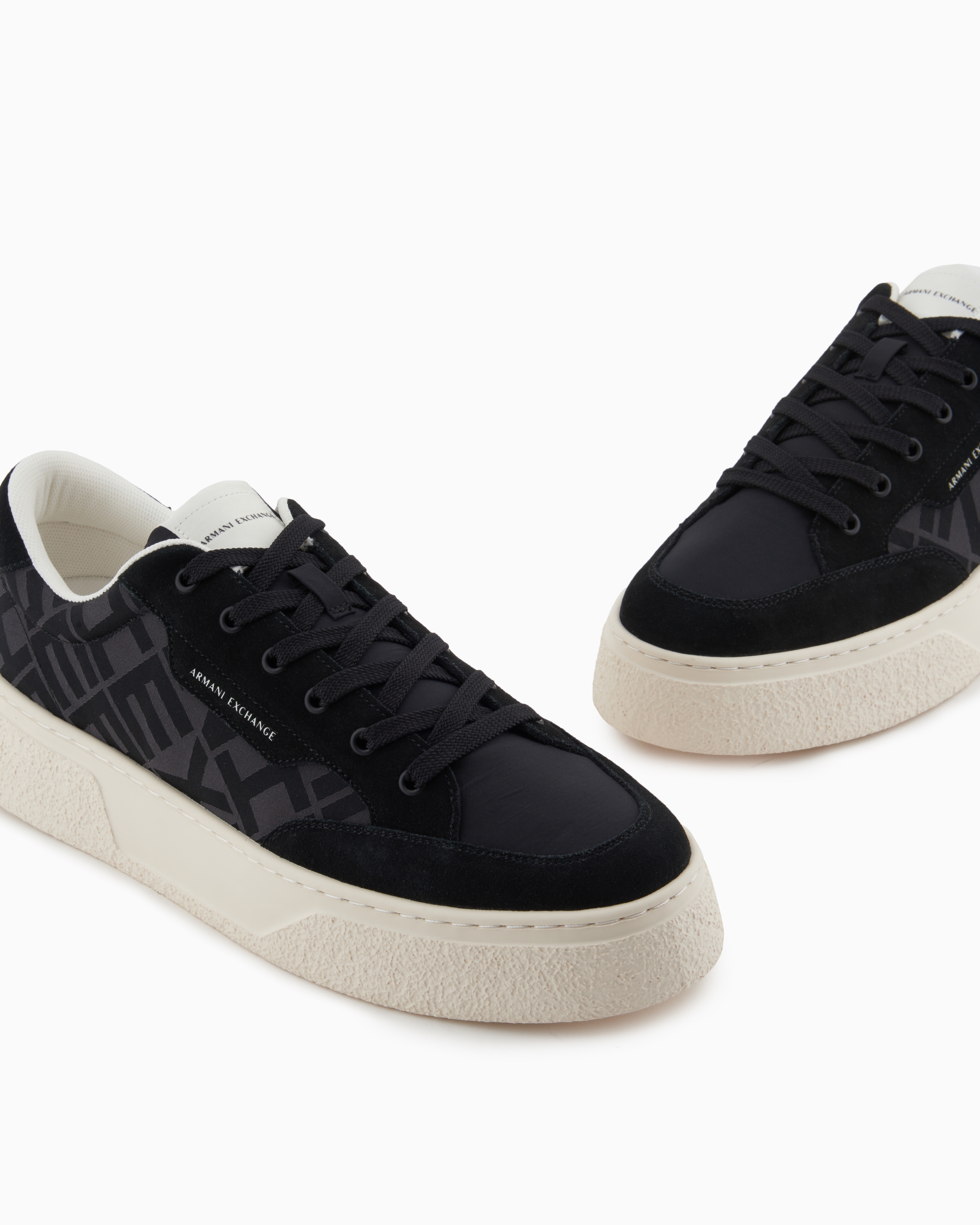 Armani Exchange - Sneakers with allover logo insert, Man, Black, Size: 8M
