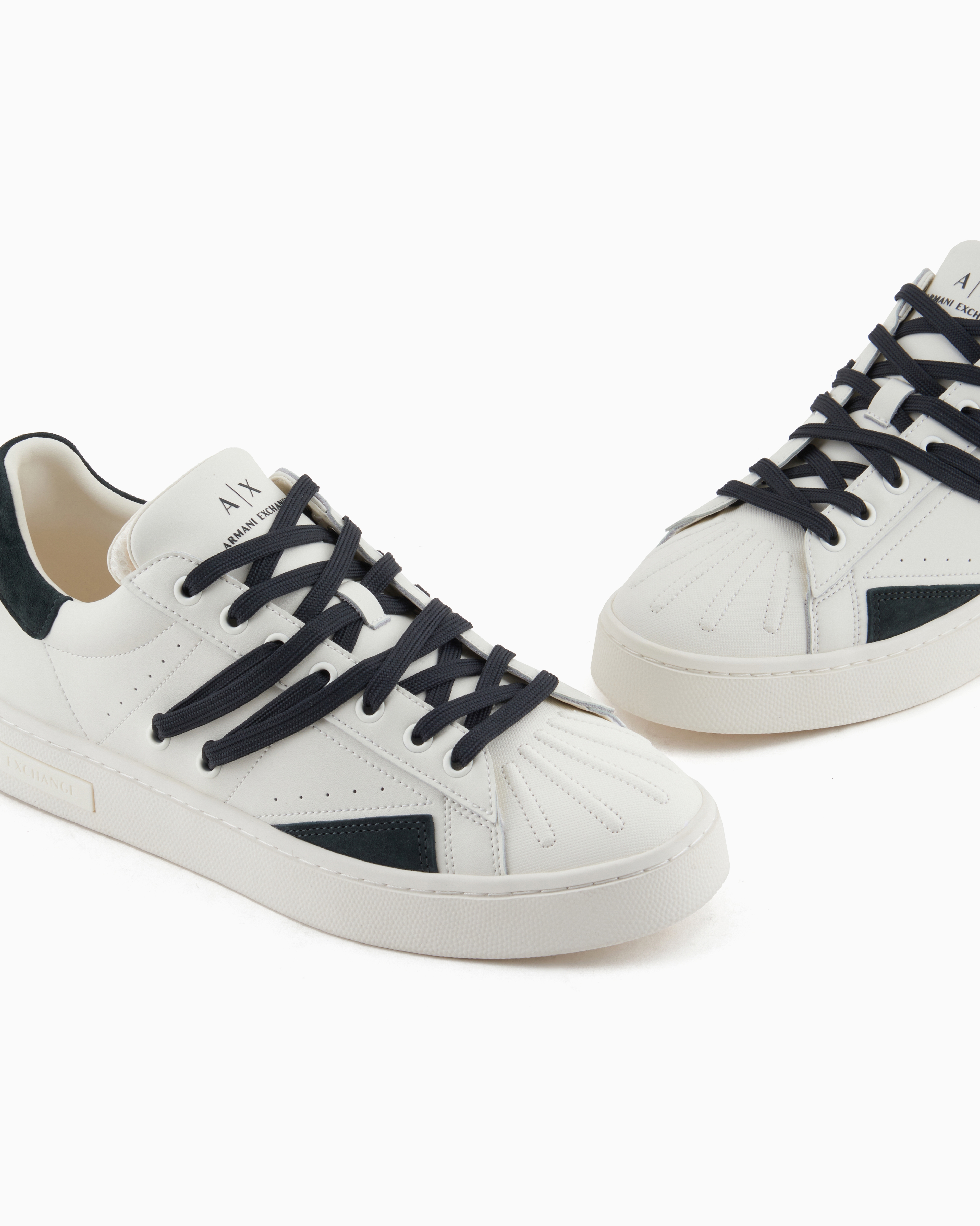 Armani Exchange - Sneakers in eco-leather with contrasting laces, Man, Green, Size: 6
