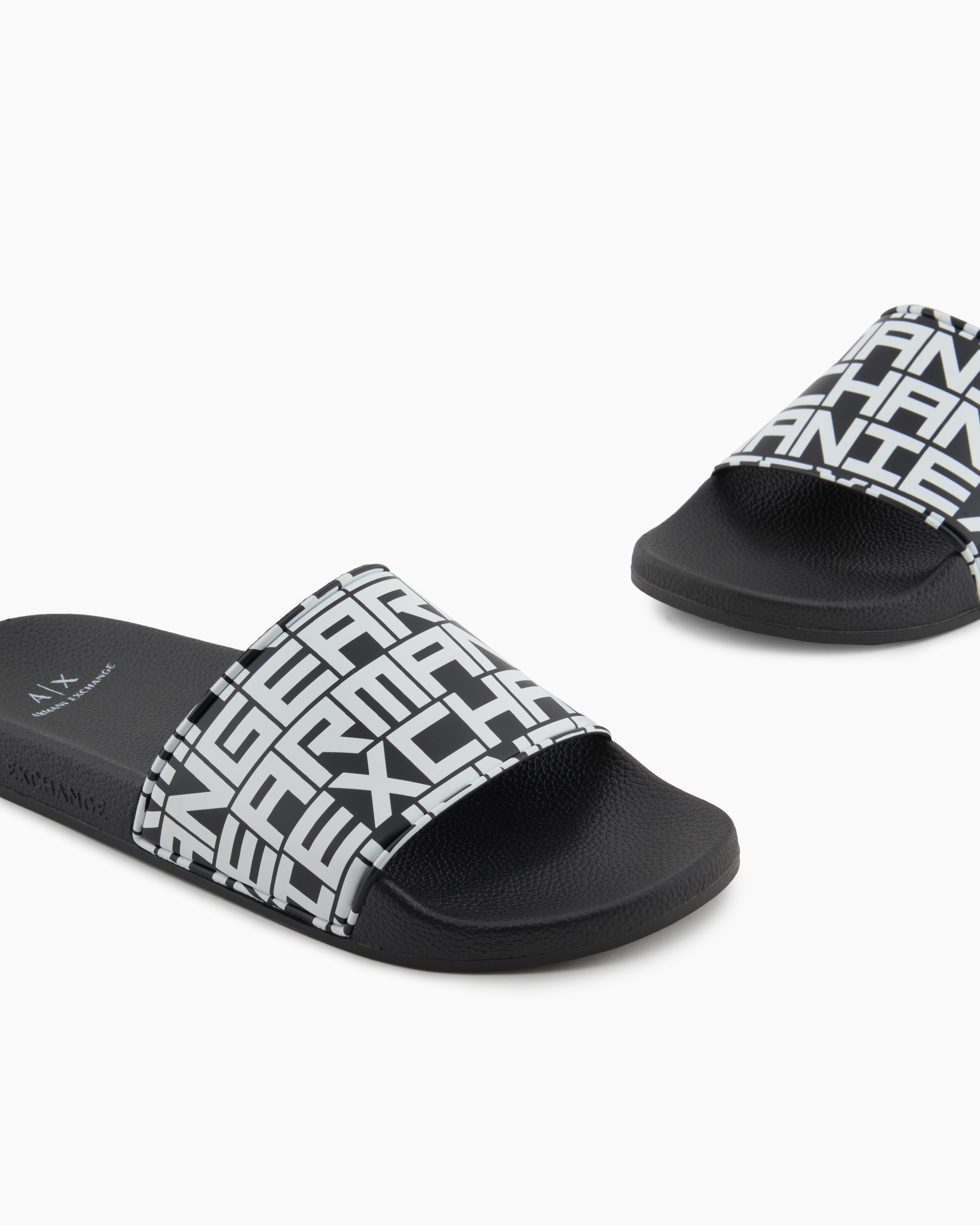 Armani Exchange - Slippers with logo band, Man, Black, Size: 41