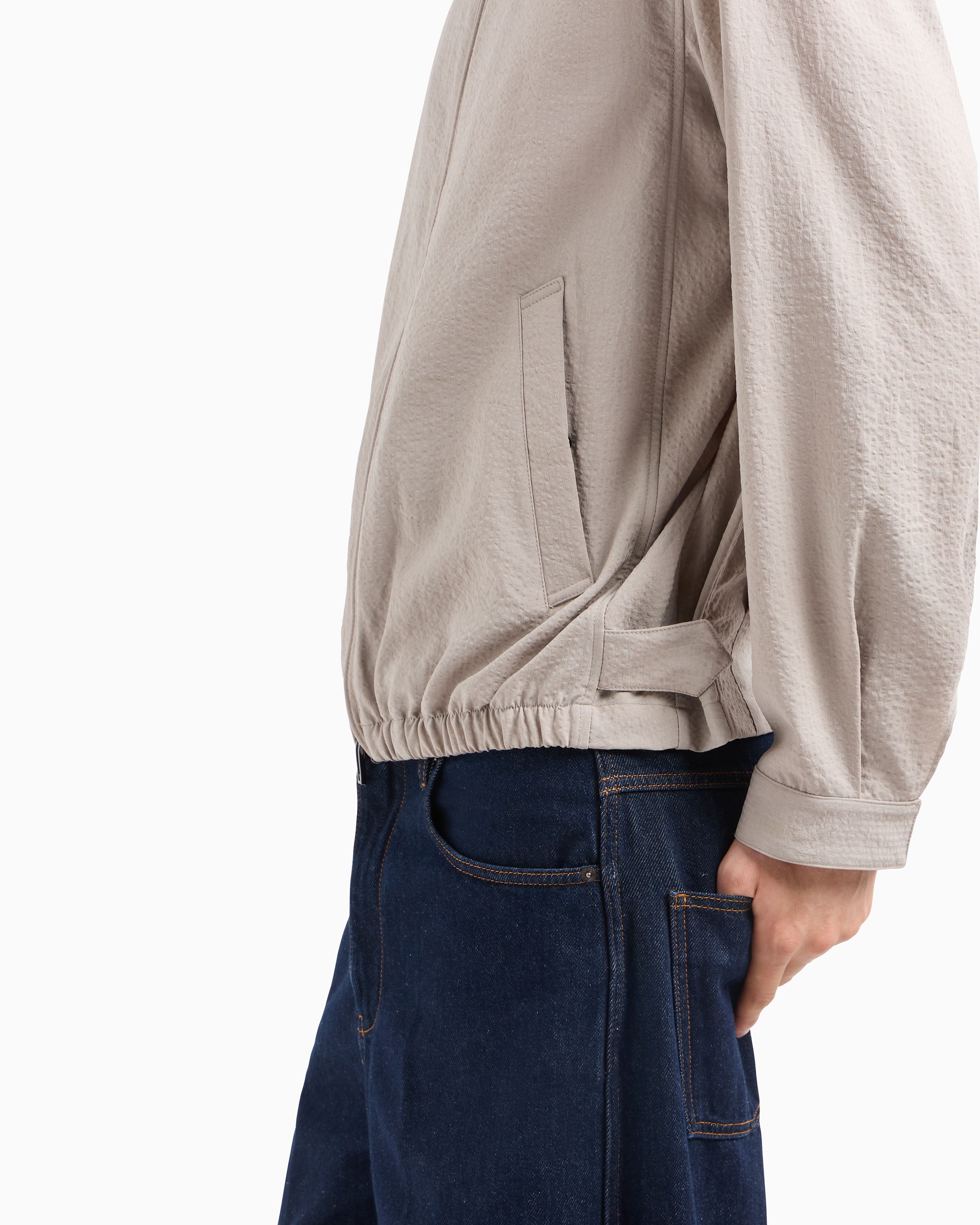 Emporio Armani - Nylon seersucker blouson, Man, Grey, Size: