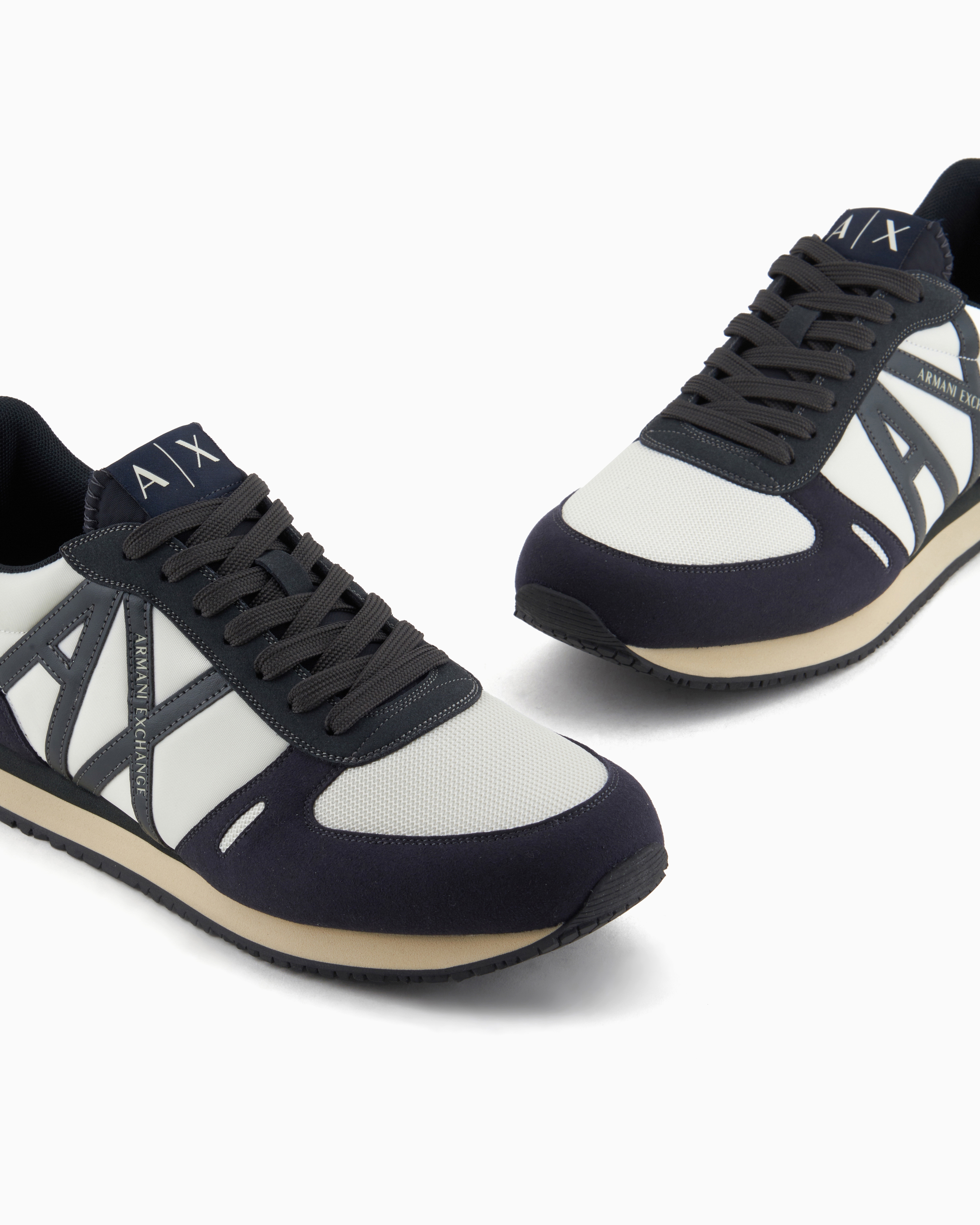 Armani Exchange - Sneakers eco-suede, mesh and nylon, Man, Navy Blue, Size: