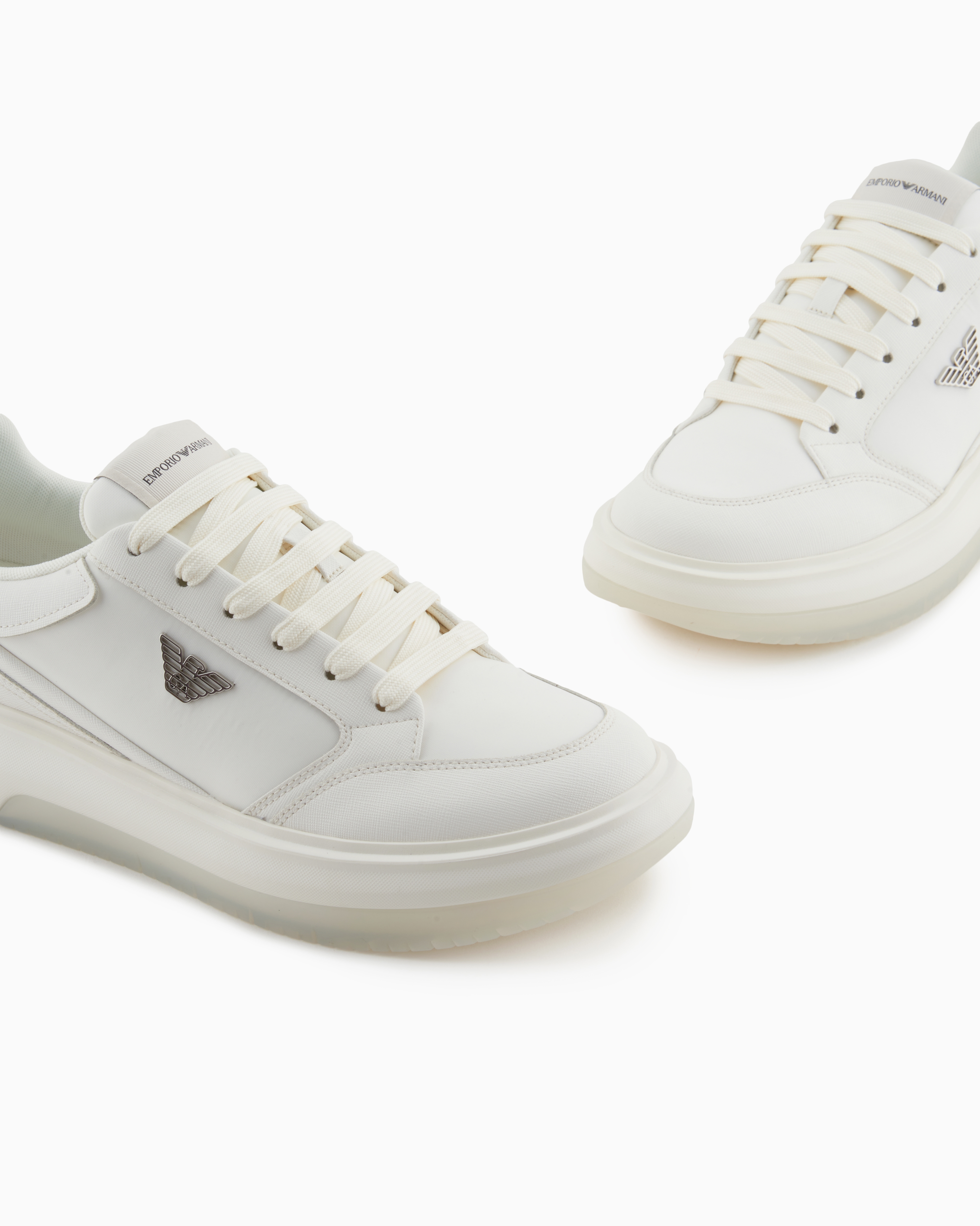Emporio Armani - Regenerated Saffiano sneakers, Man, White, Size: