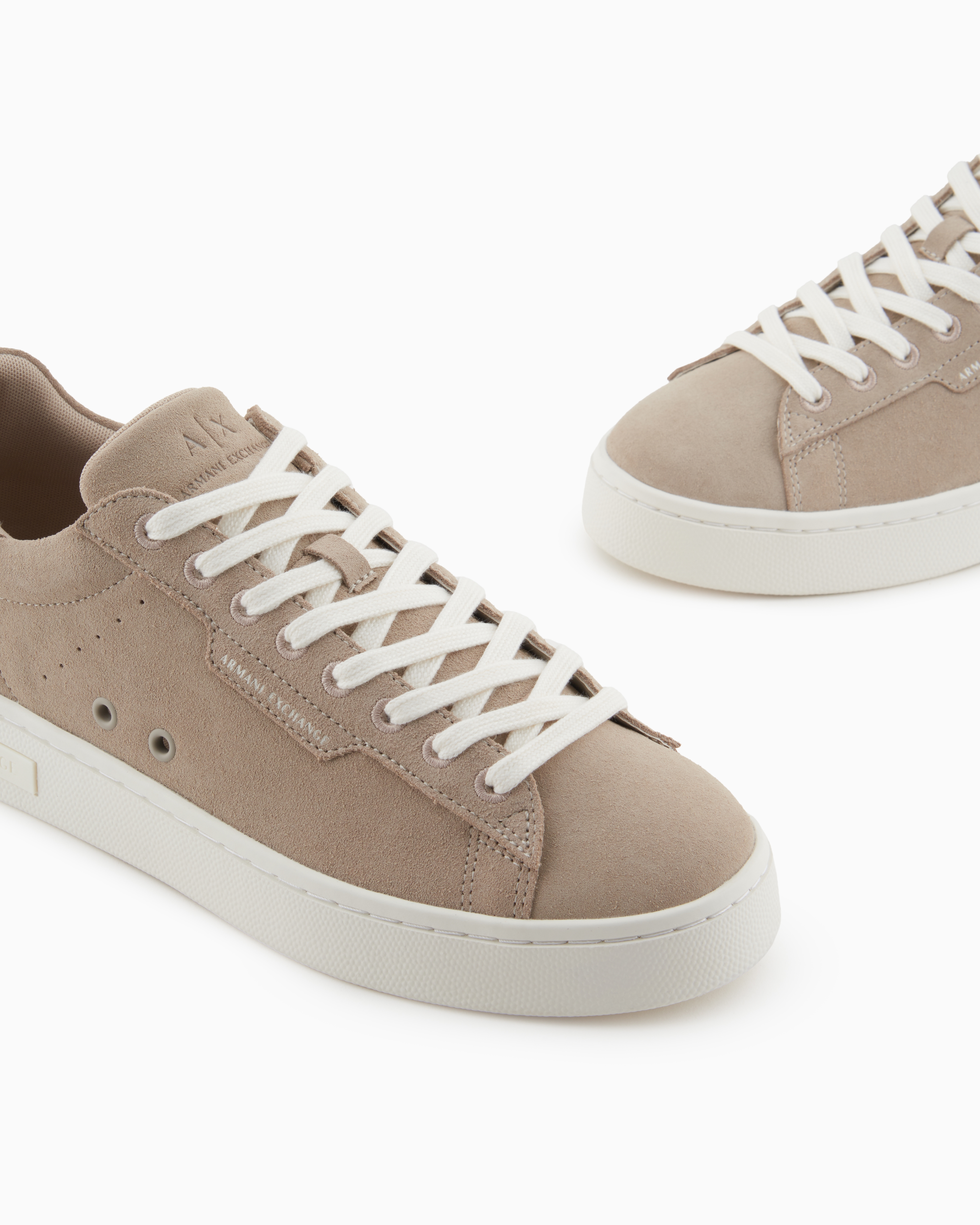 Armani Exchange - Leather sneakers with logo, Man, Brown, Size: