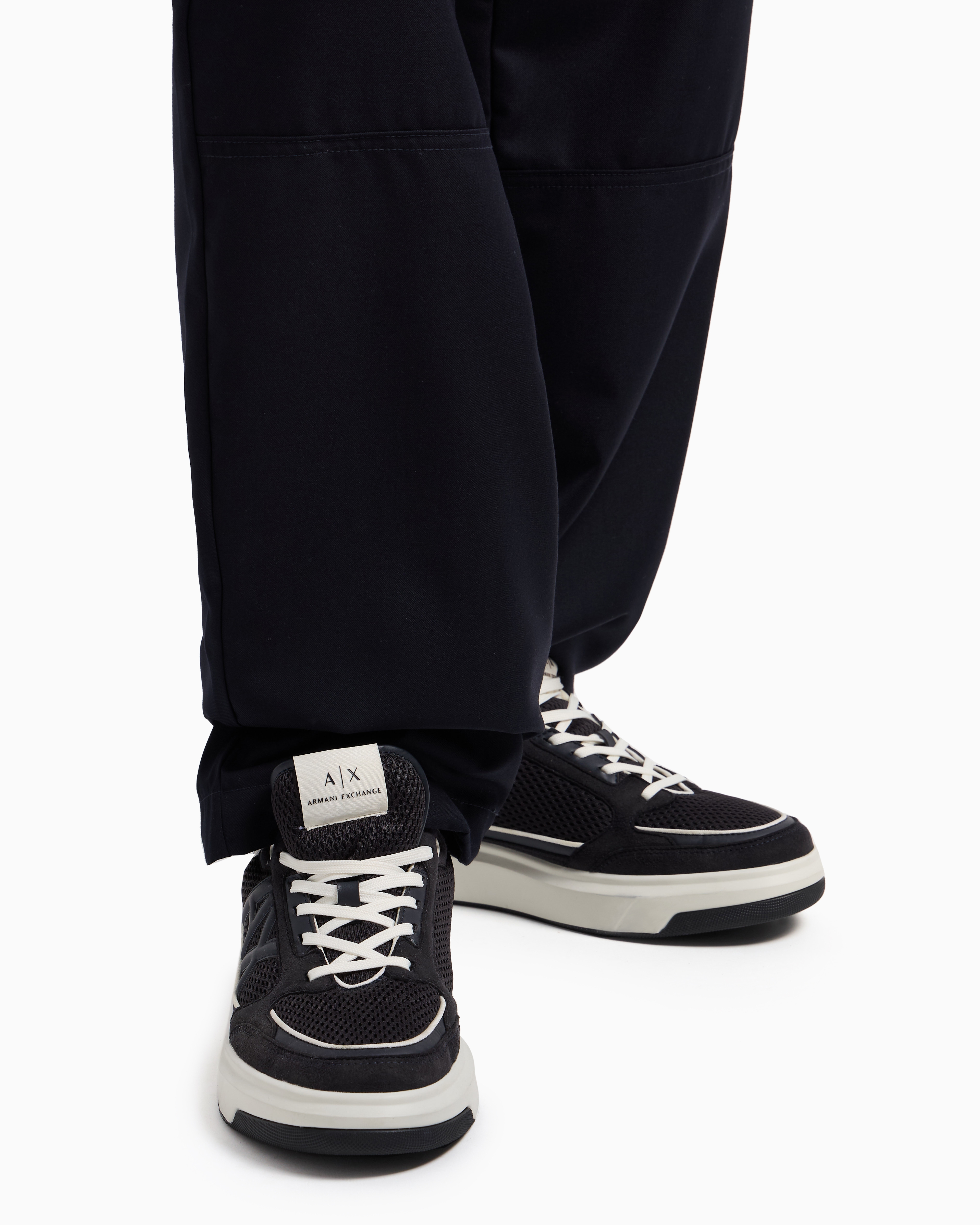 Armani Exchange -  Mesh sneakers with logo on the side, Man, Navy Blue, Size: