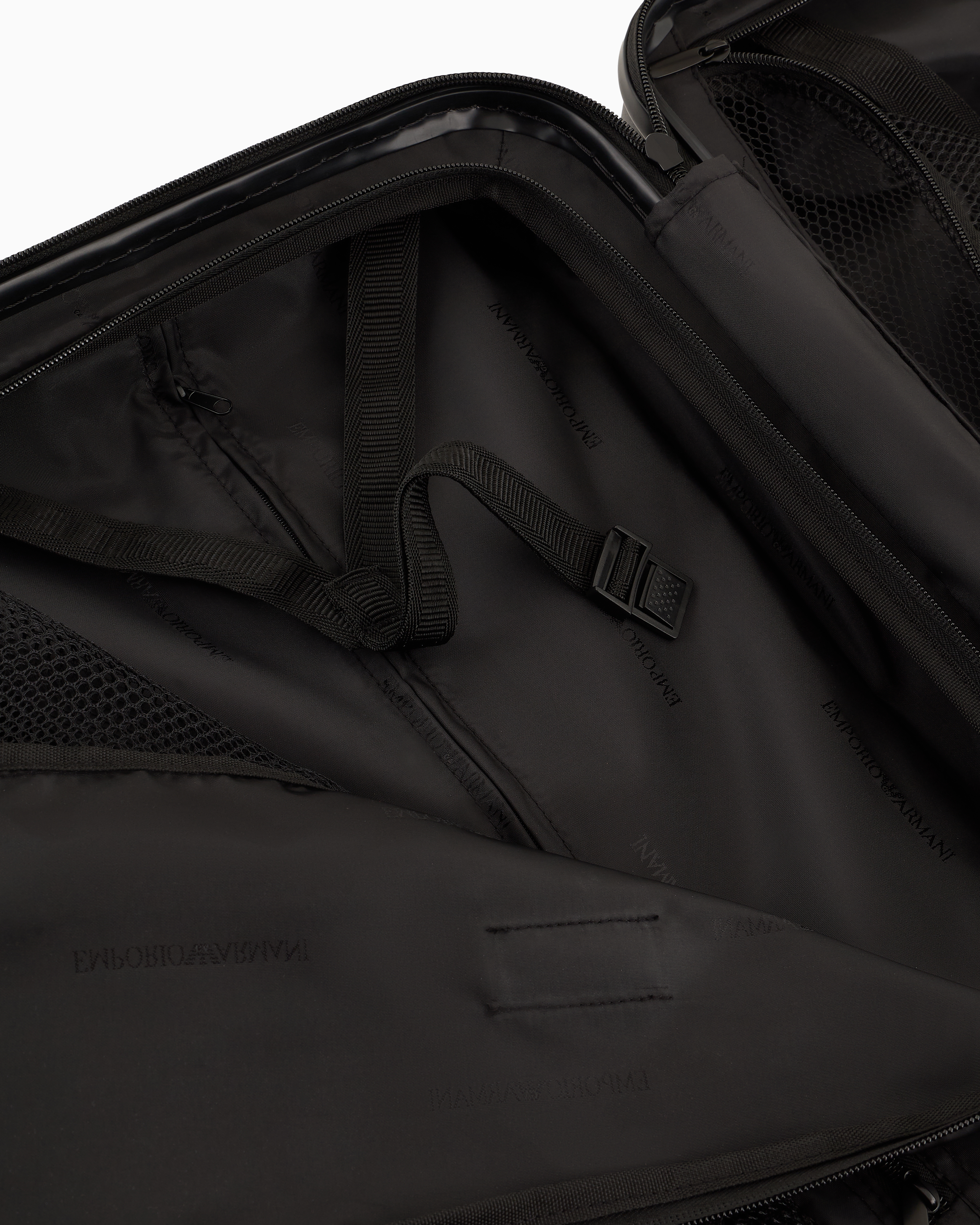 Emporio Armani - ABS carry-on case with Saffiano detail and eagle plate, Man, Black, Size: TU