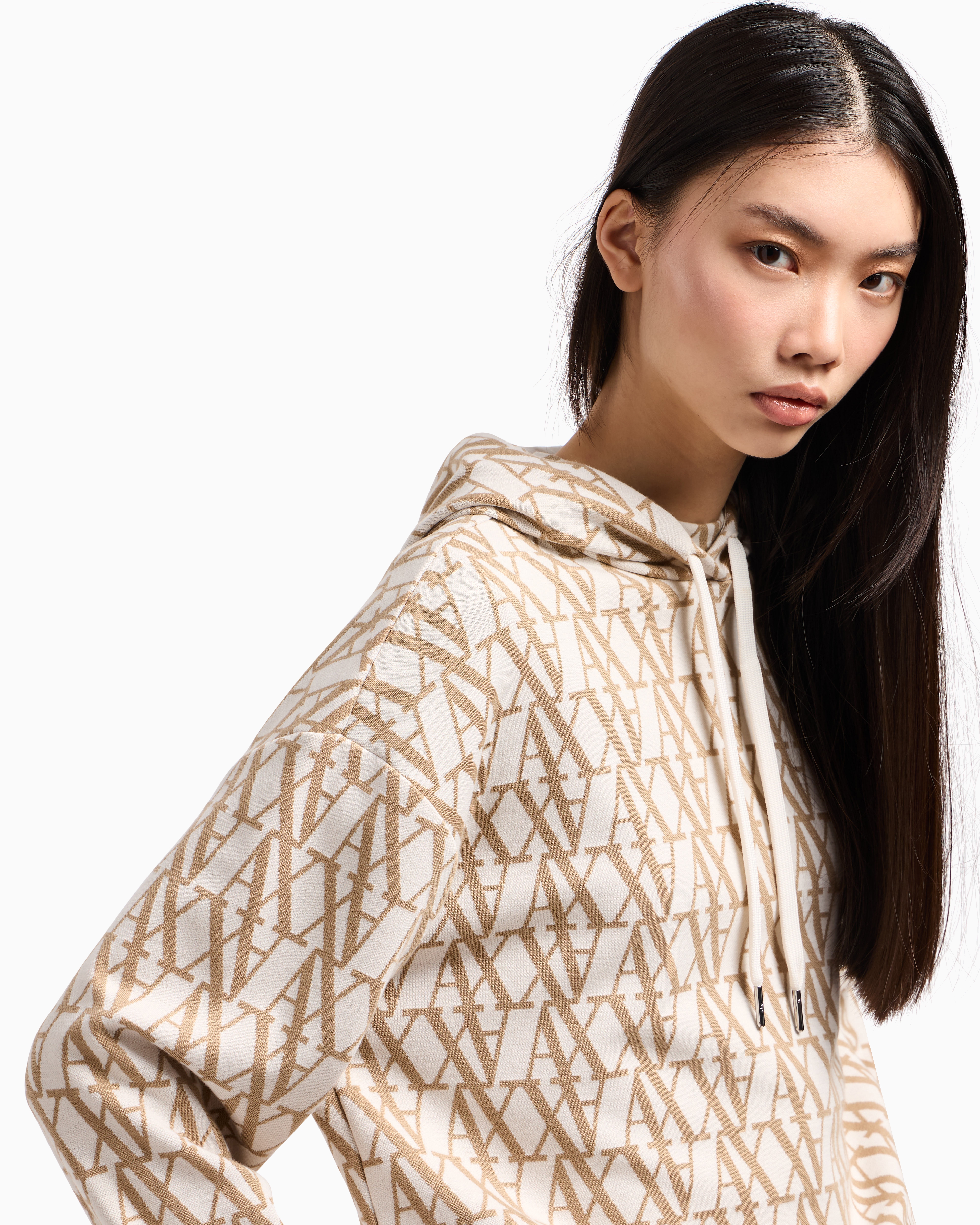Jacquard fabric sweatshirt with allover logo