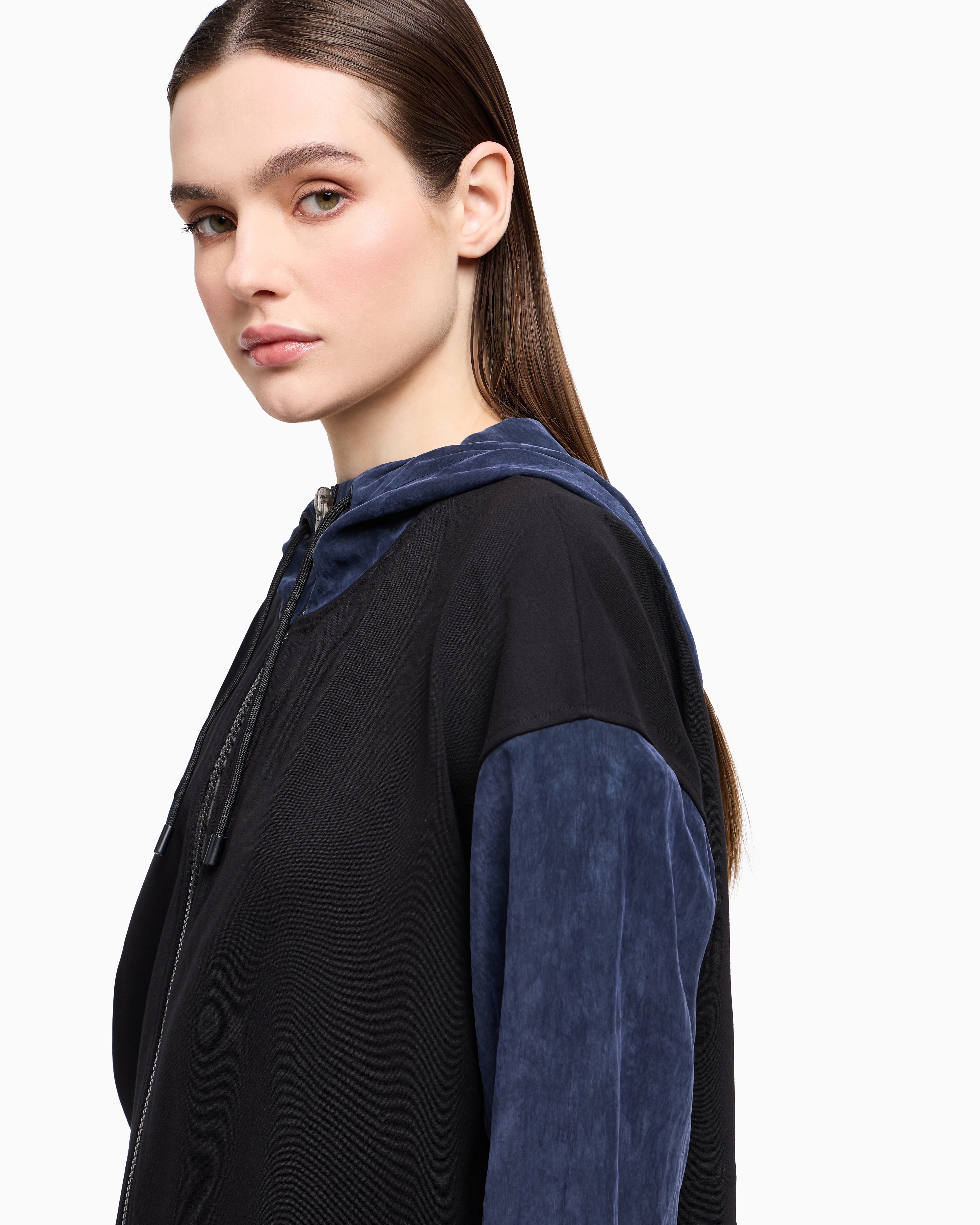 フード付きジップアップブルゾン インターロックジャージー | Emporio