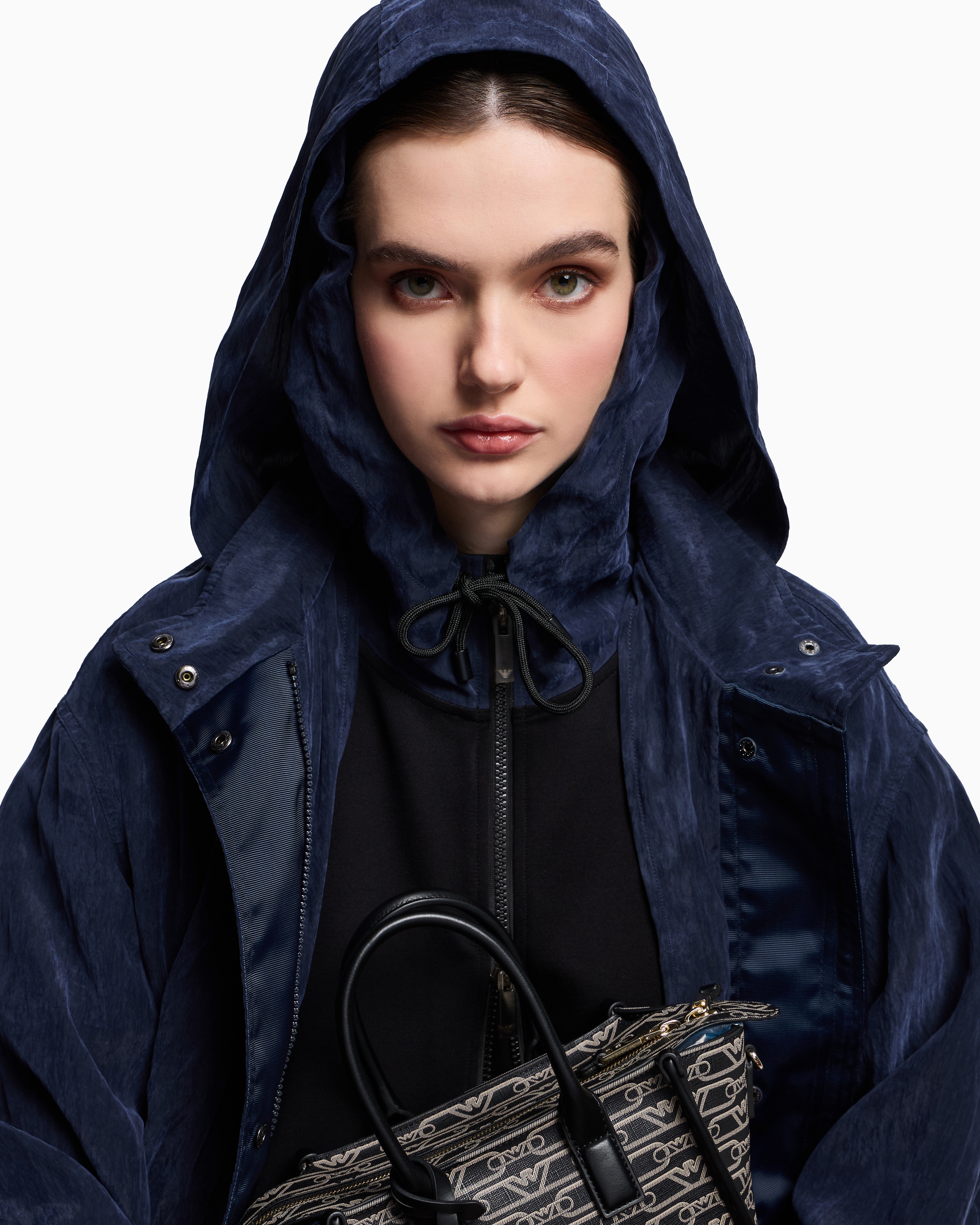 フード付きジップアップブルゾン インターロックジャージー | Emporio