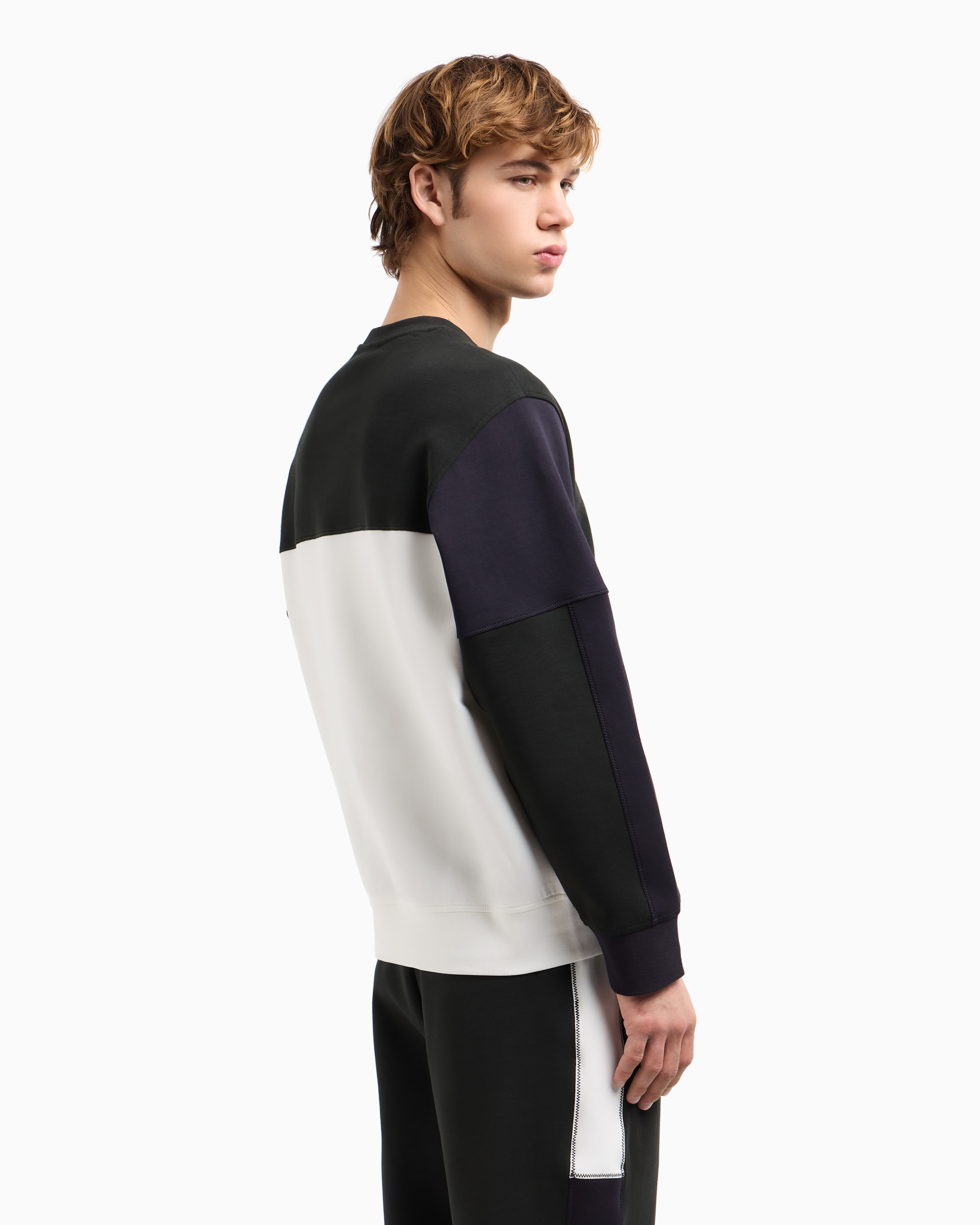 Color block crewneck sweatshirt with logo