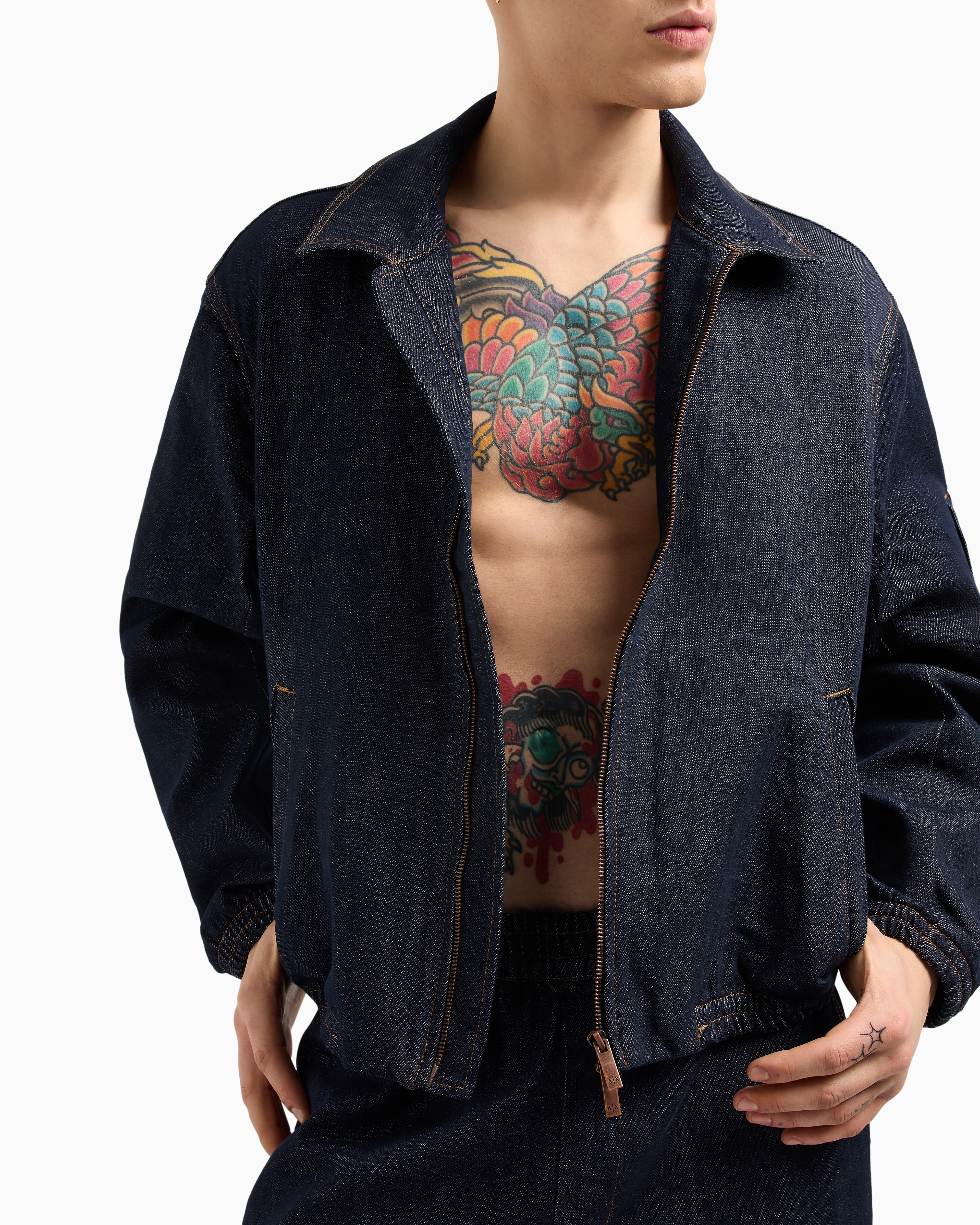 90’s~00’s Armani Jeans Bomber Jacket Armani Jeans, 1990s Treated Cotton Military Bomber Jacket
