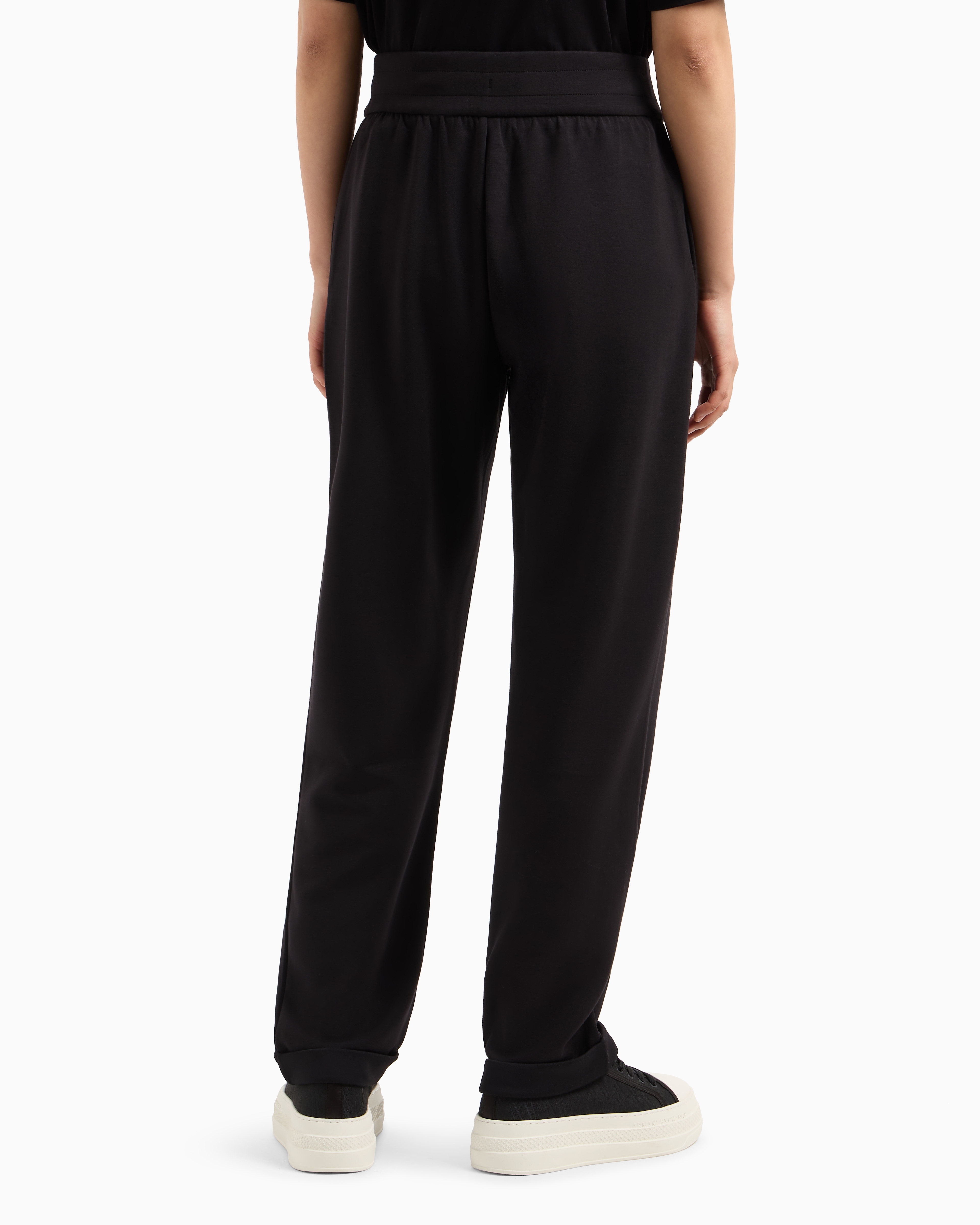 Interlock trousers with rhinestone logo