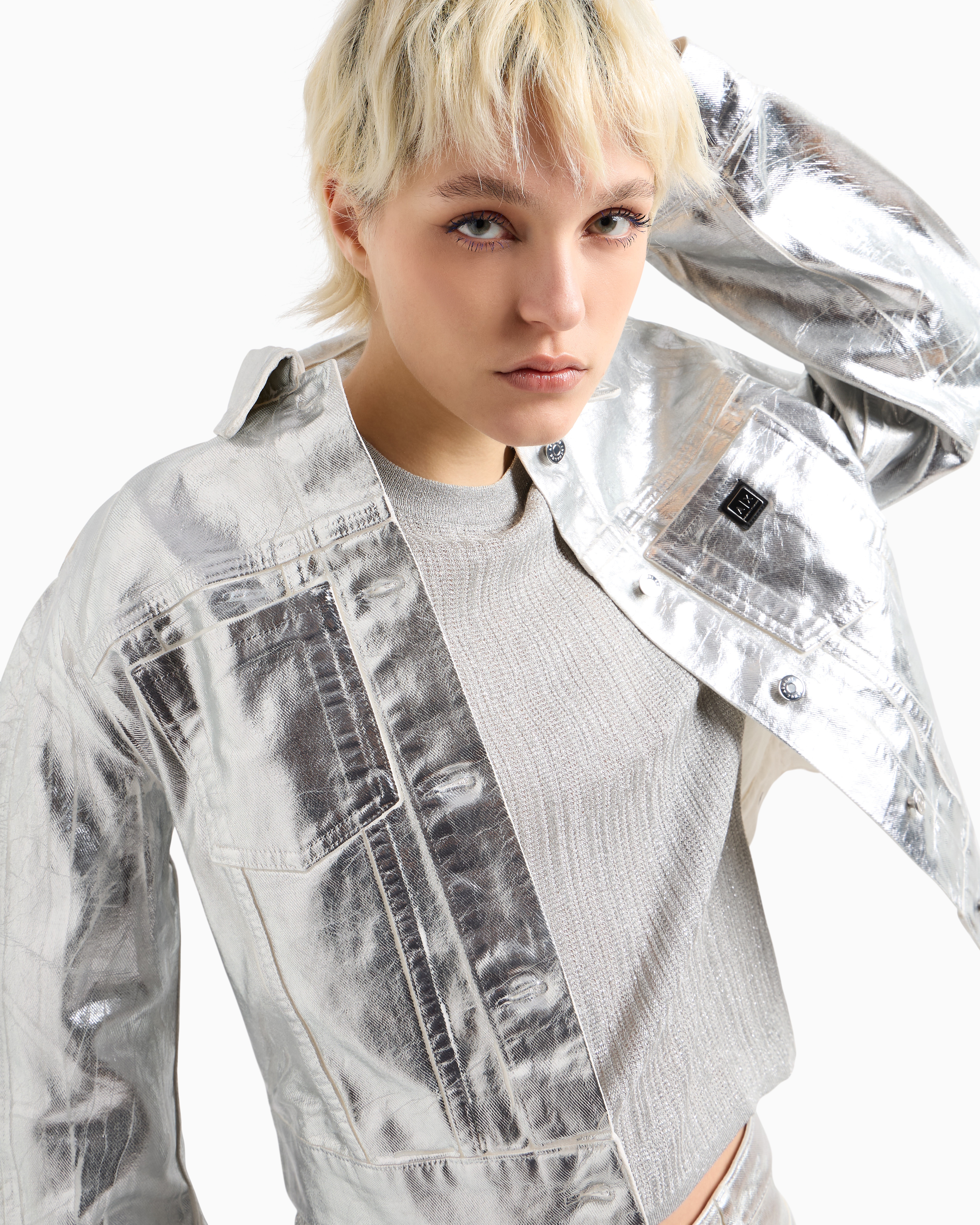 Long-sleeved sweater lurex yarn