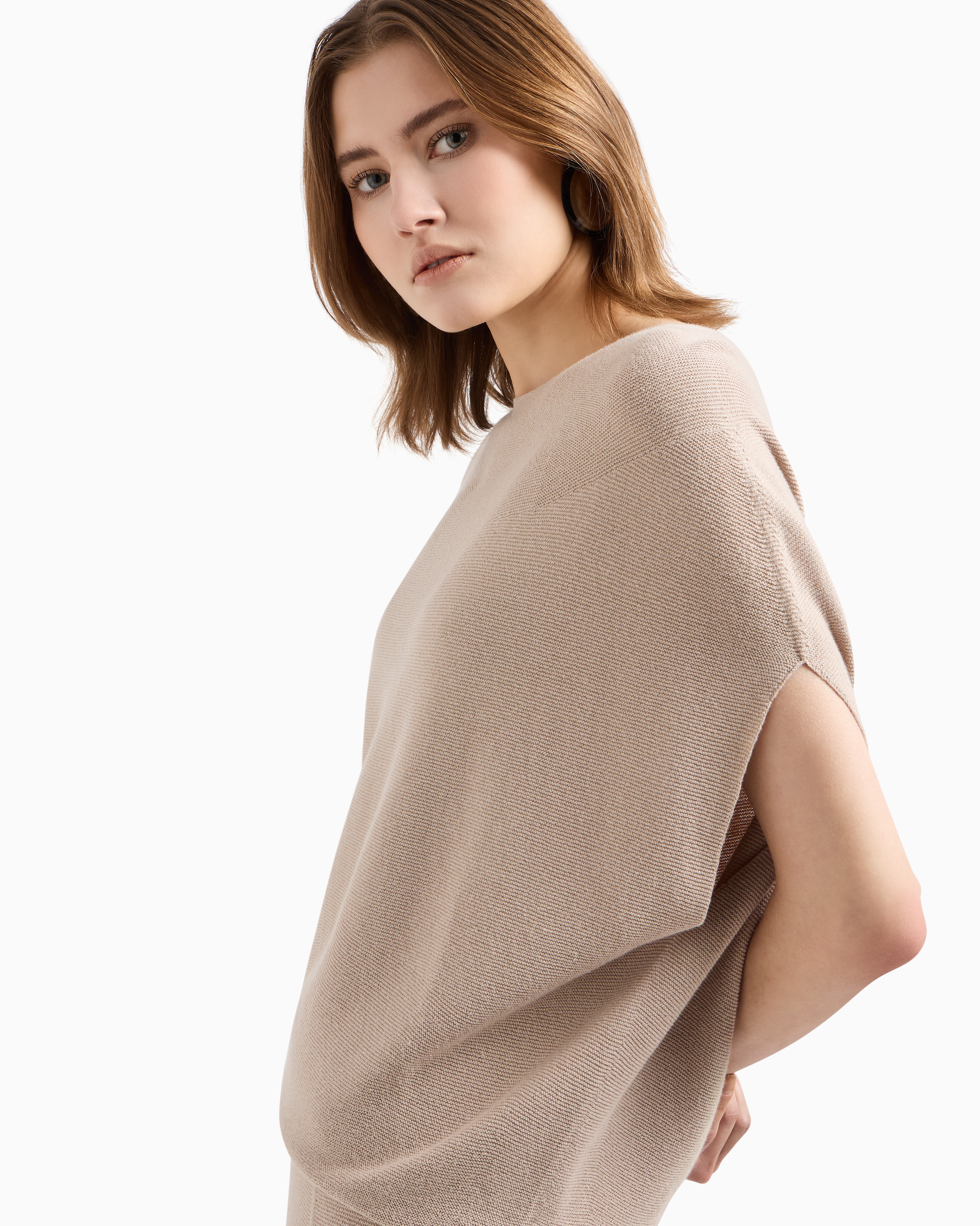 トップス EMPORIO ARMANI archive knit Emporio Armani optical-pattern crew-neck Sweater | Neutrals