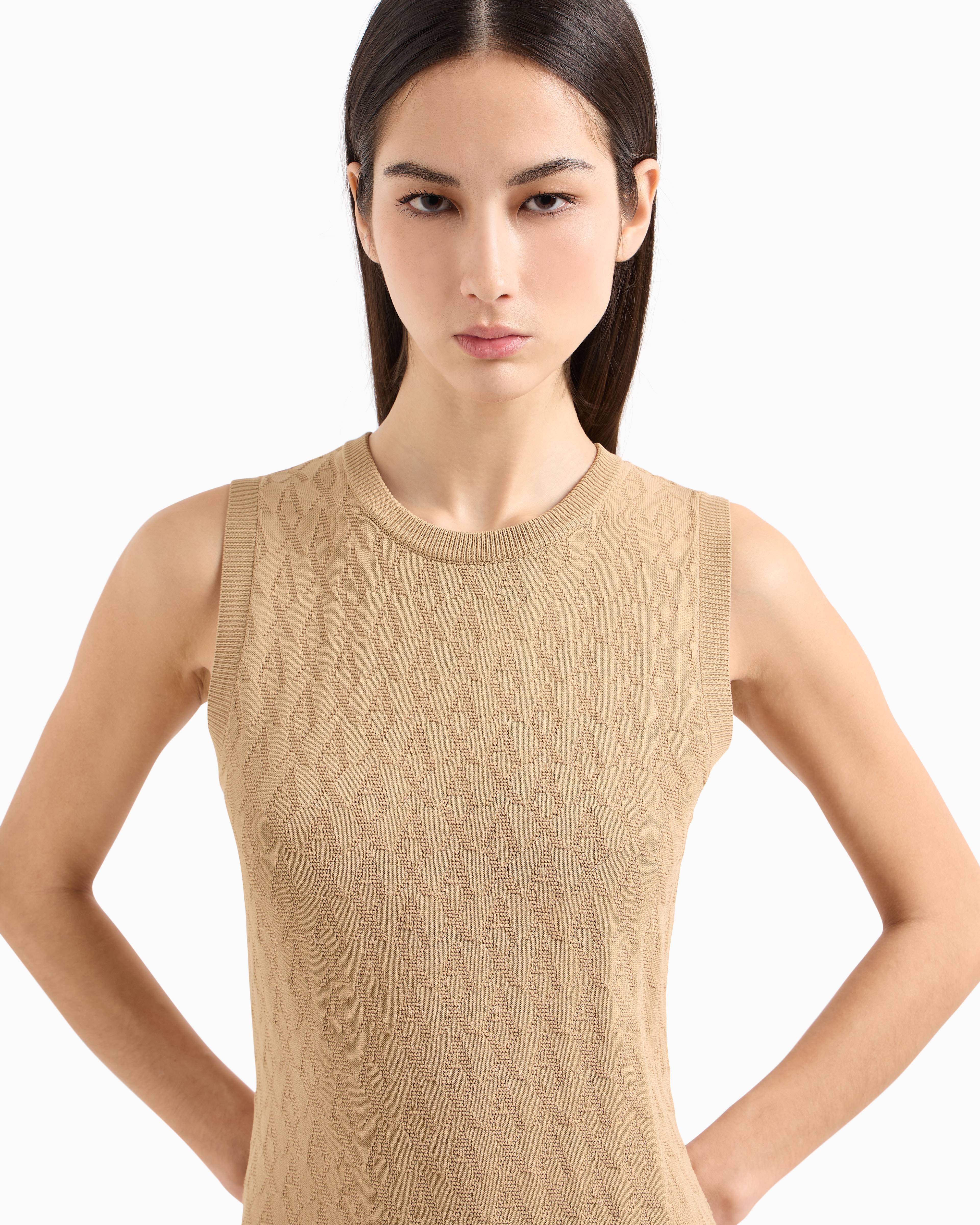 Sheath dress with allover logo