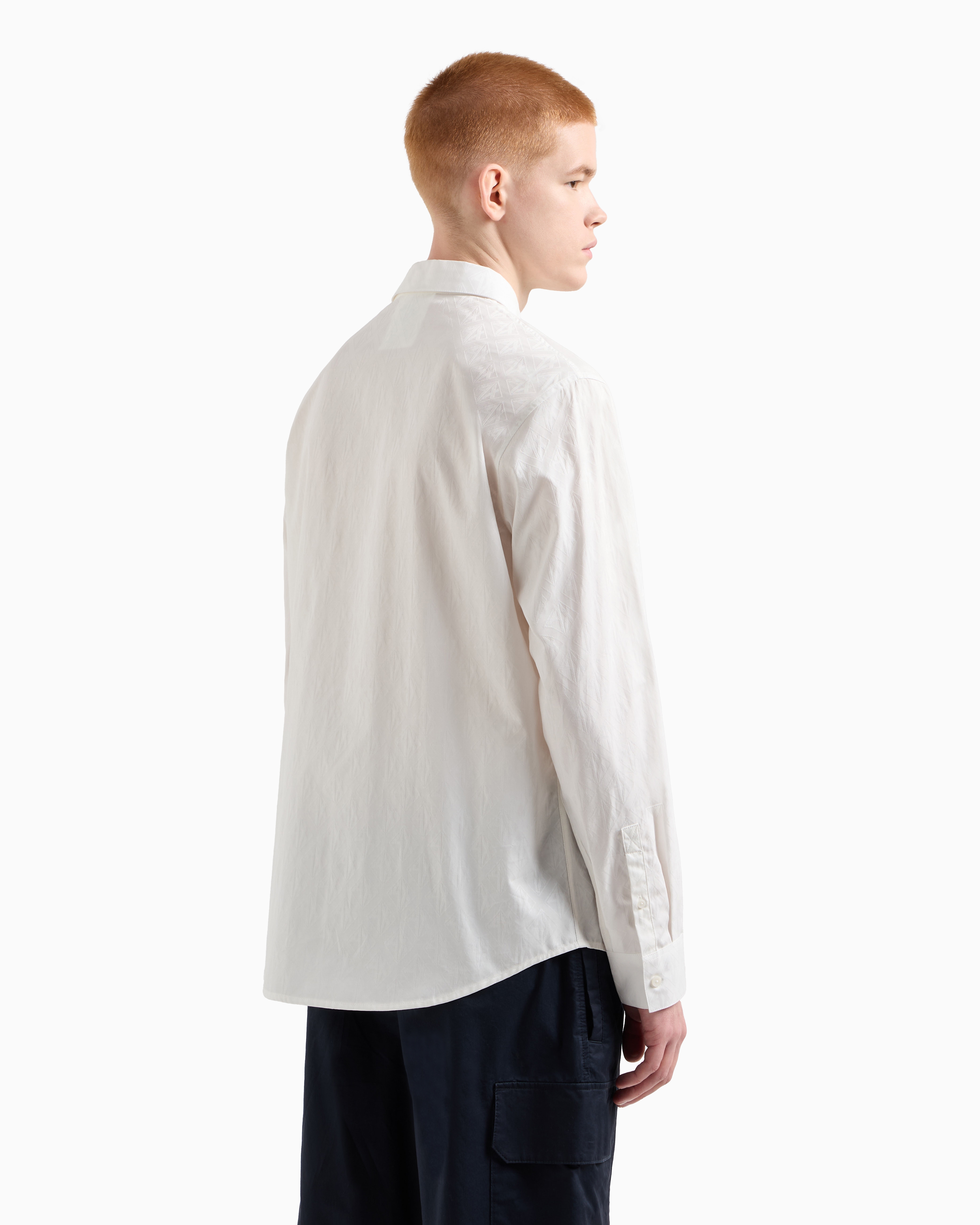 Regular fit cotton shirt with allover logo tone